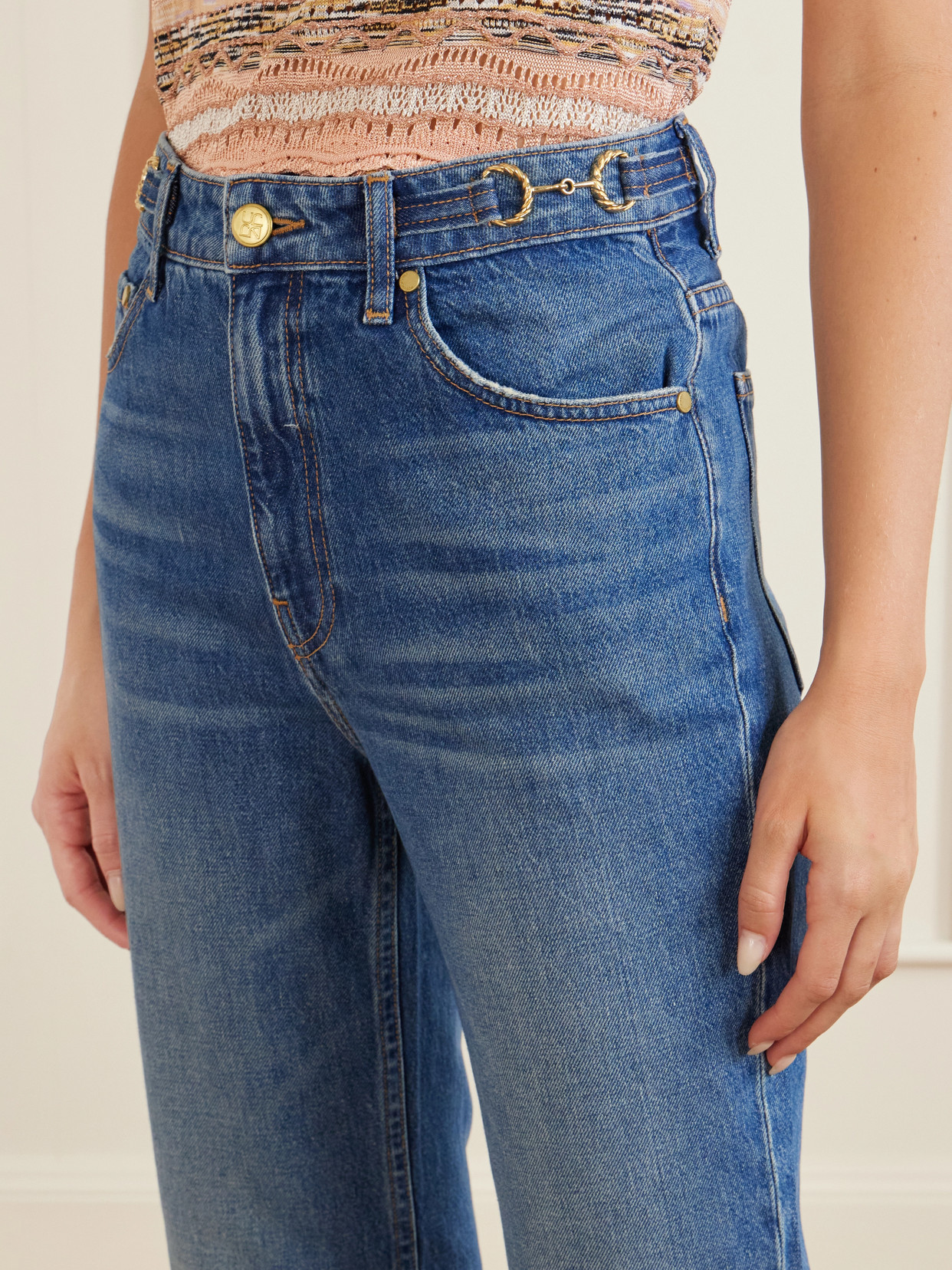 The Colette Embellished High-Rise Straight-Leg Jeans