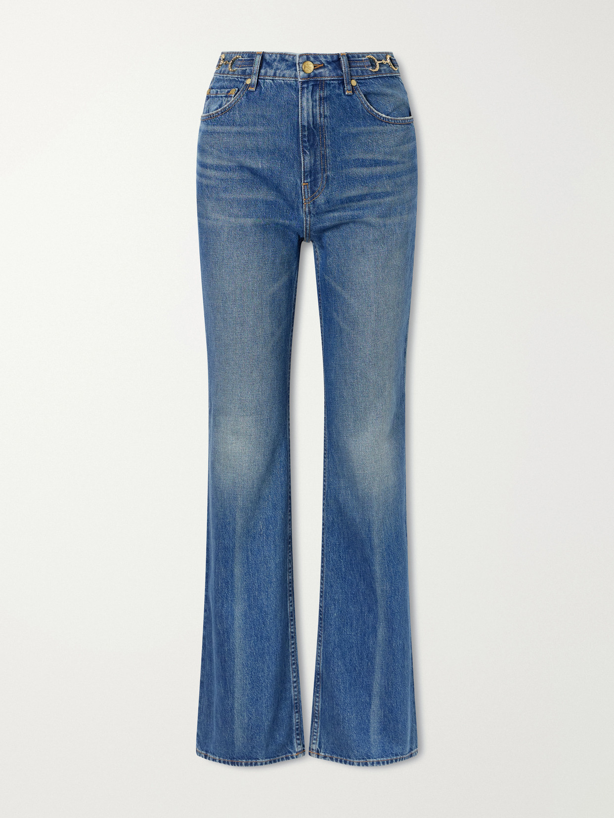 Ulla Johnson The Colette Embellished High-rise Straight-leg Jeans In Blue