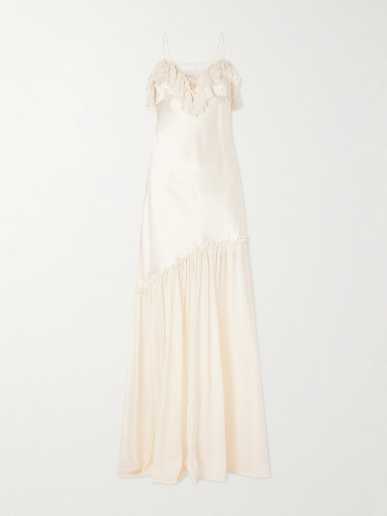 Ulla Johnson Elaria Ruched Silk Maxi Dress In Neutral