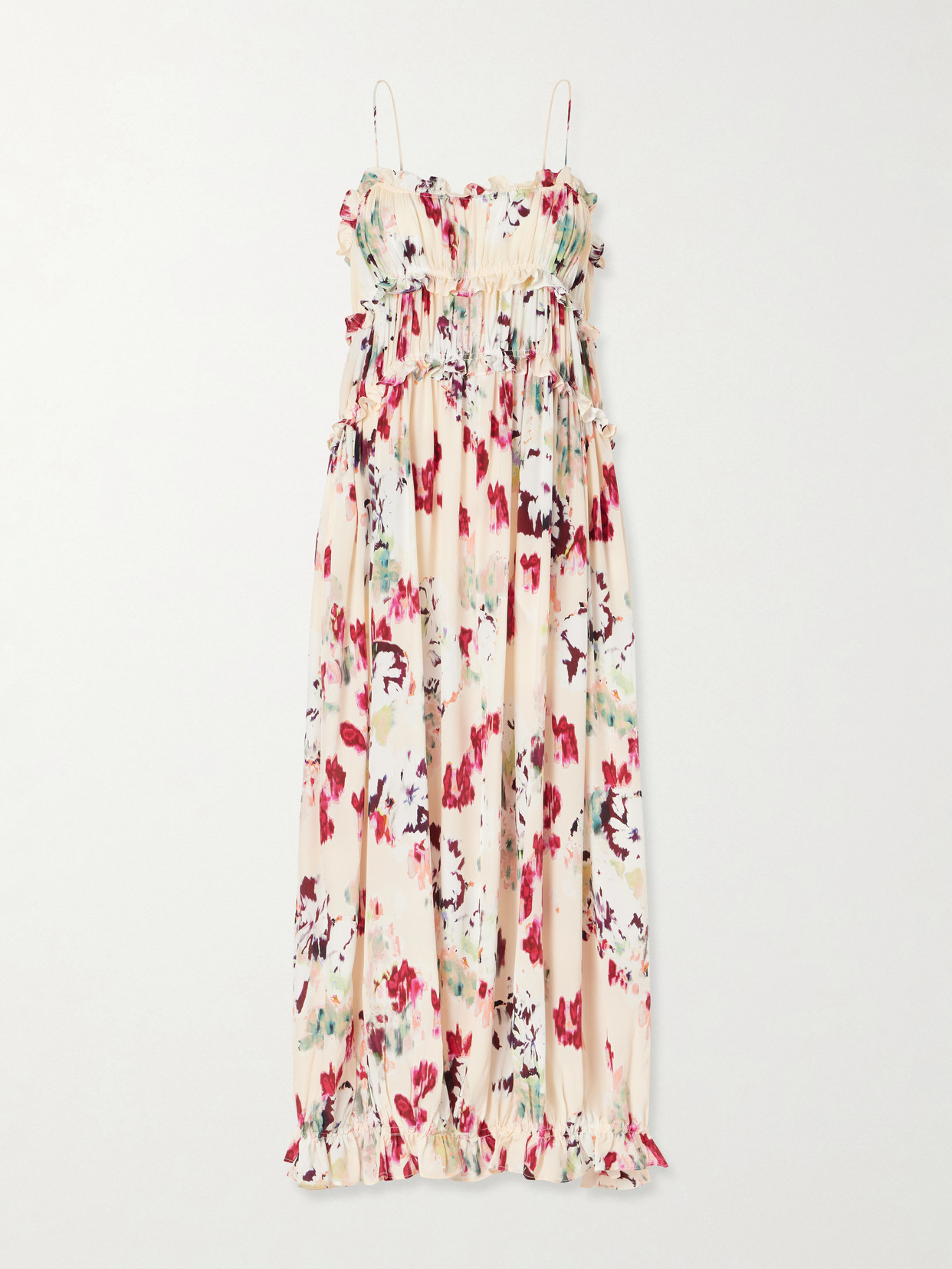 Ulla Johnson - Clove Floral-print Ruched Silk Maxi Dress - Pink