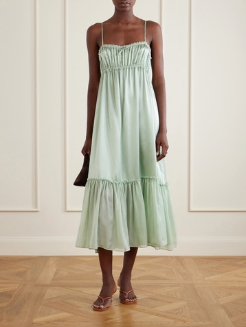 ulla johnson oumi cotton lace mini dress Ulla Johnson - Oumi crochet and chiffon-trimmed poplin mini dress