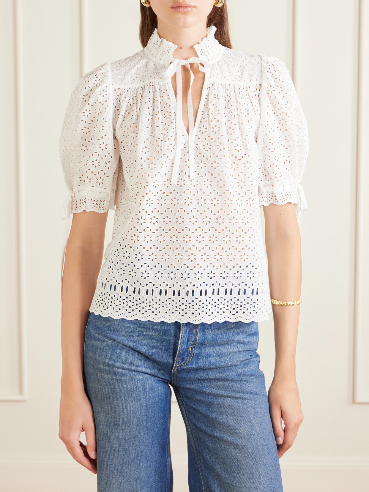 Alouette Cotton-Blend Broderie Anglaise Shirt