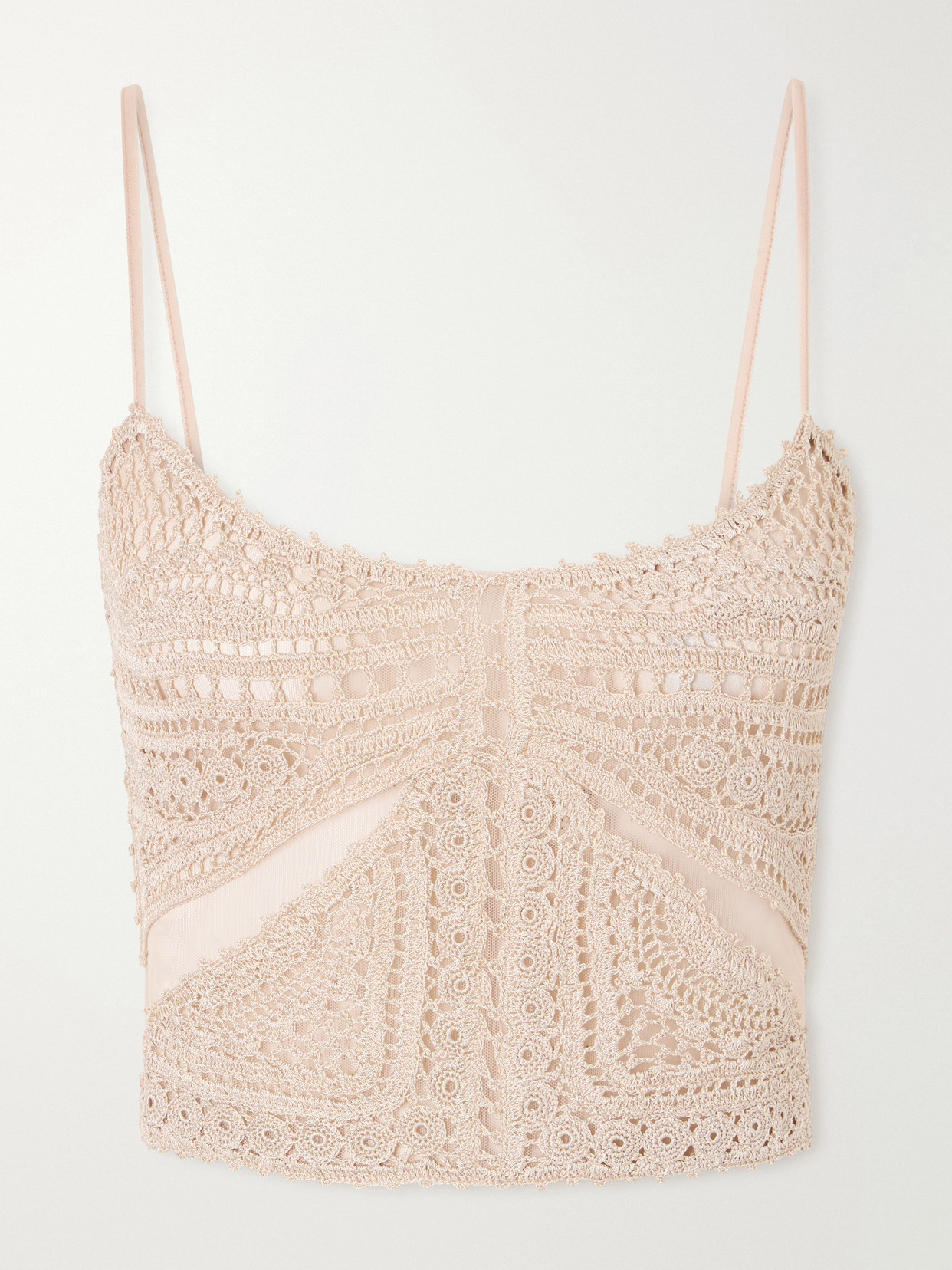 Ulla Johnson Mollie Crochet And Tulle Top In Neutrals