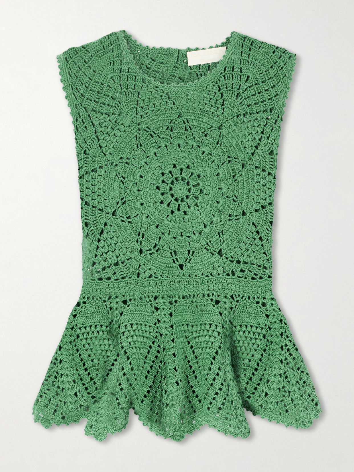 Ulla Johnson Cora Crochet-knit Cotton Top In Green
