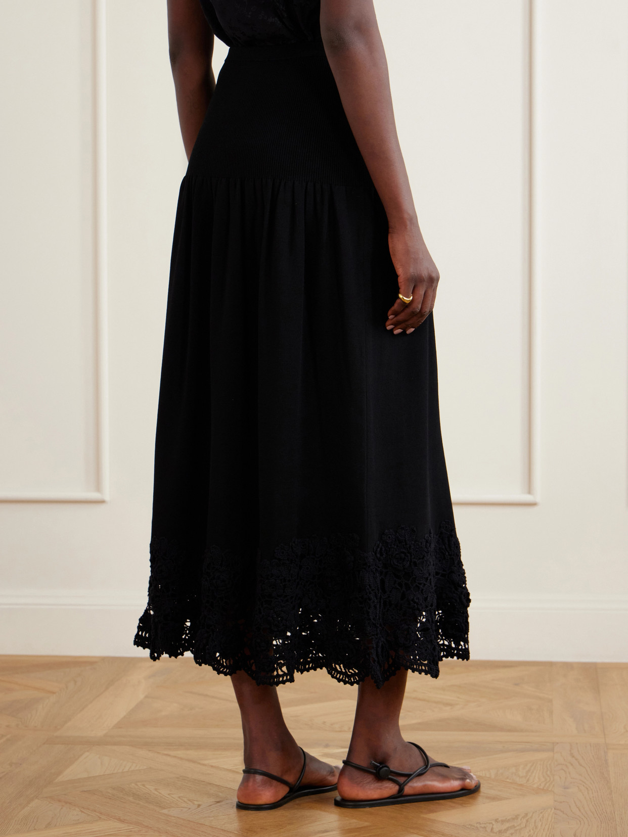 Leona Crochet-Trimmed Midi