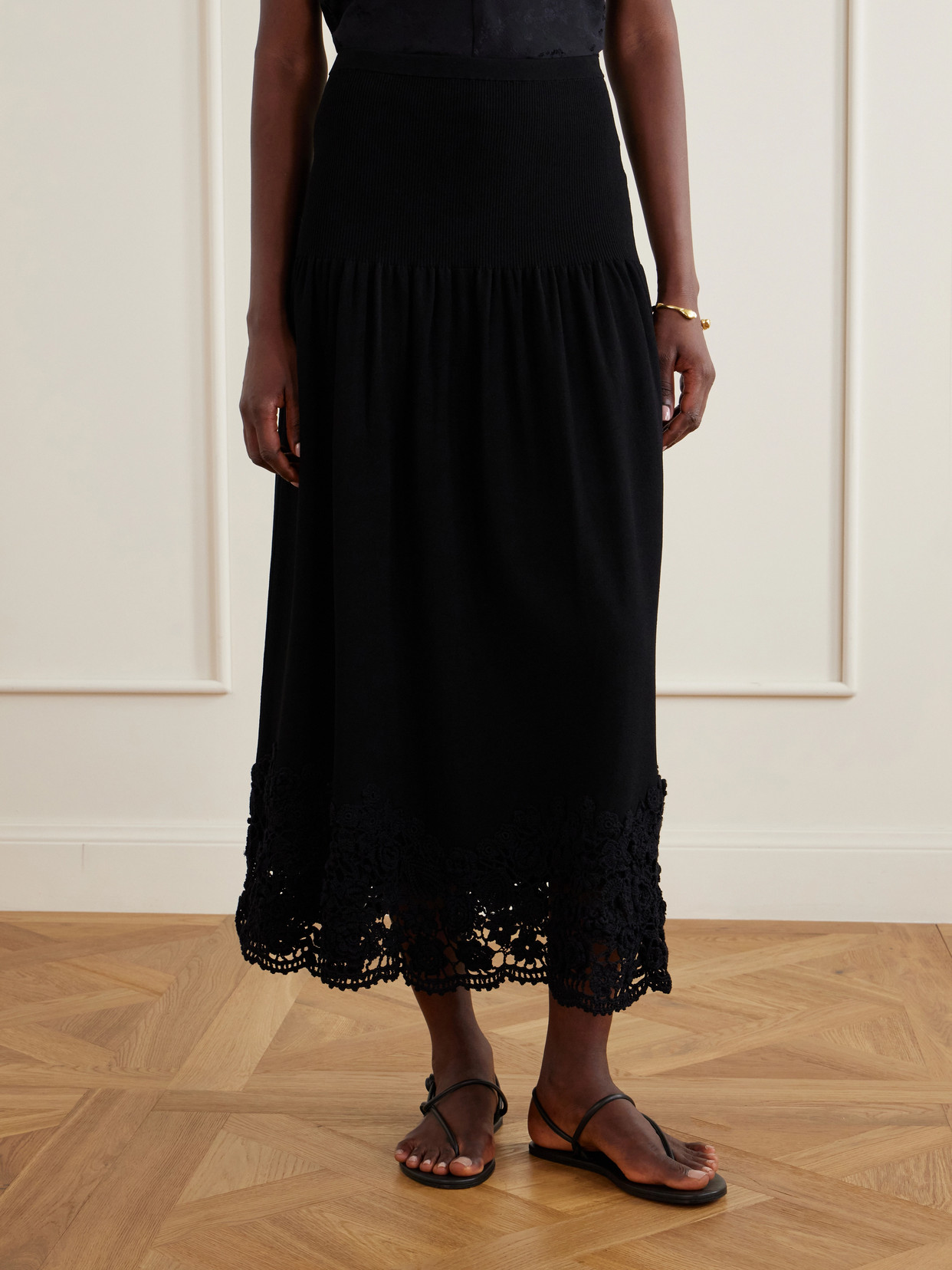 Leona Crochet-Trimmed Midi
