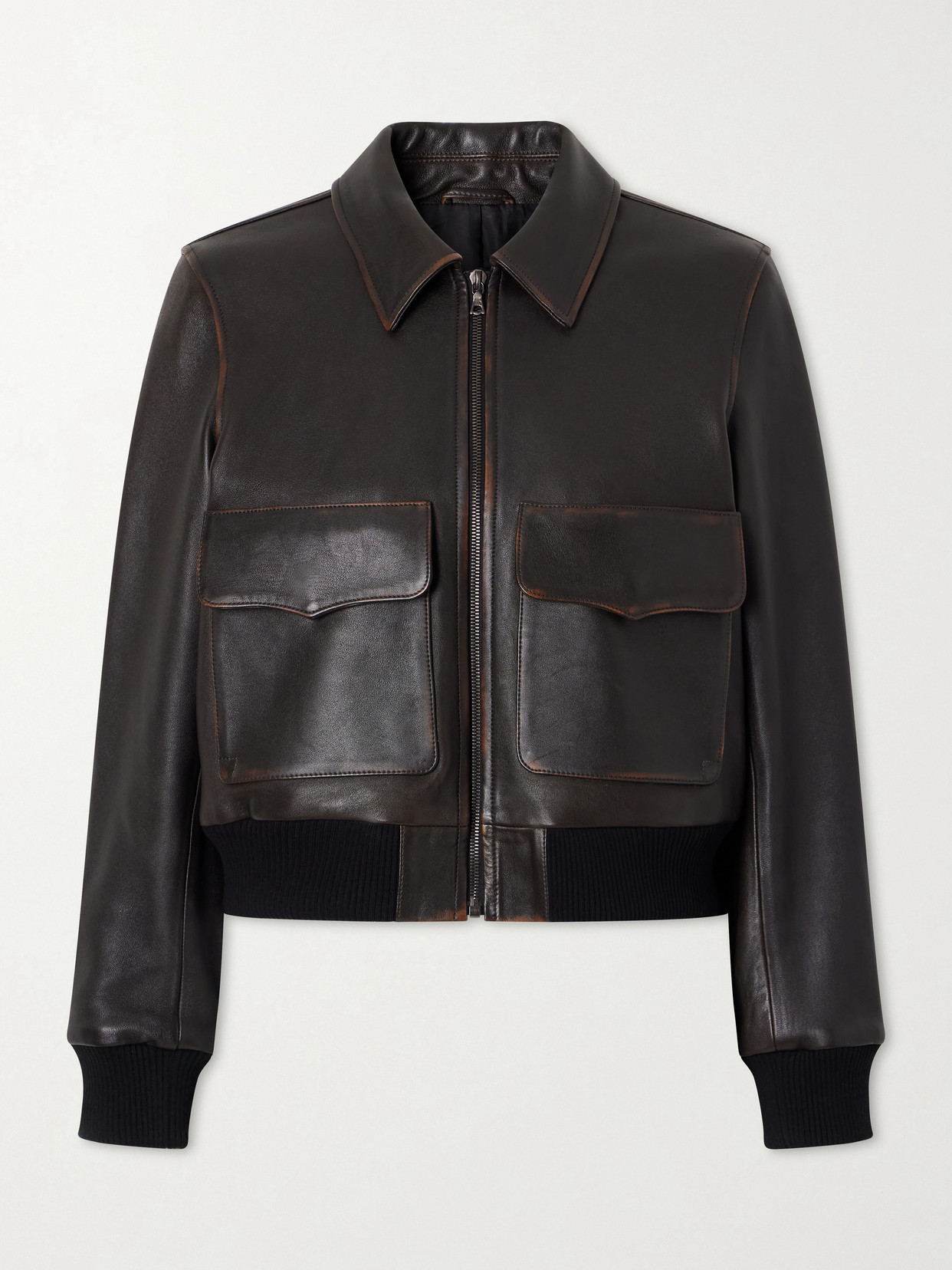 Nili Lotan Redley Leather Bomber Jacket In Black