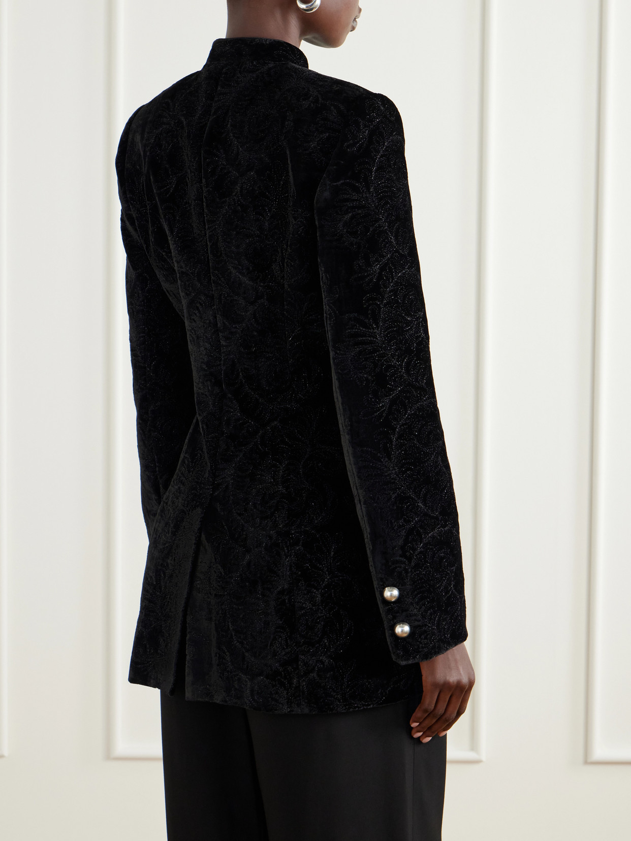 Yana Paisely-Embroidered Velvet Jacket