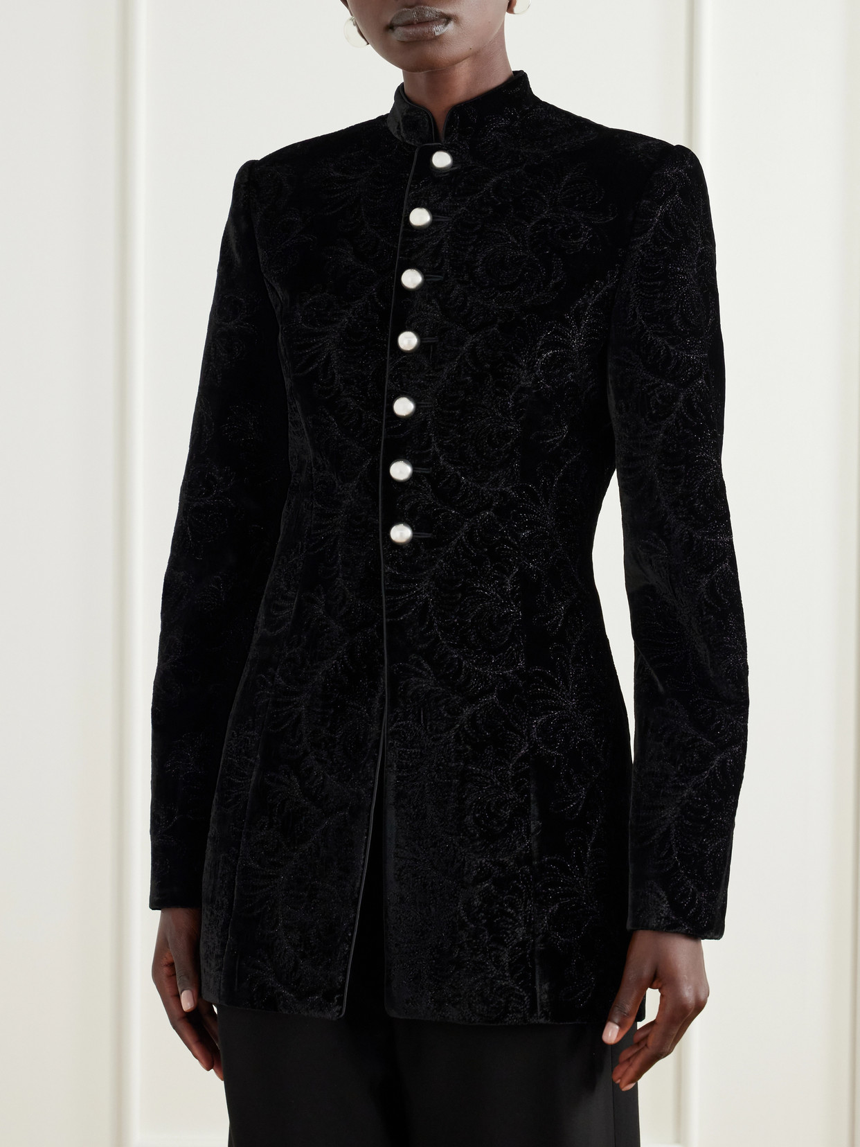 Yana Paisely-Embroidered Velvet Jacket
