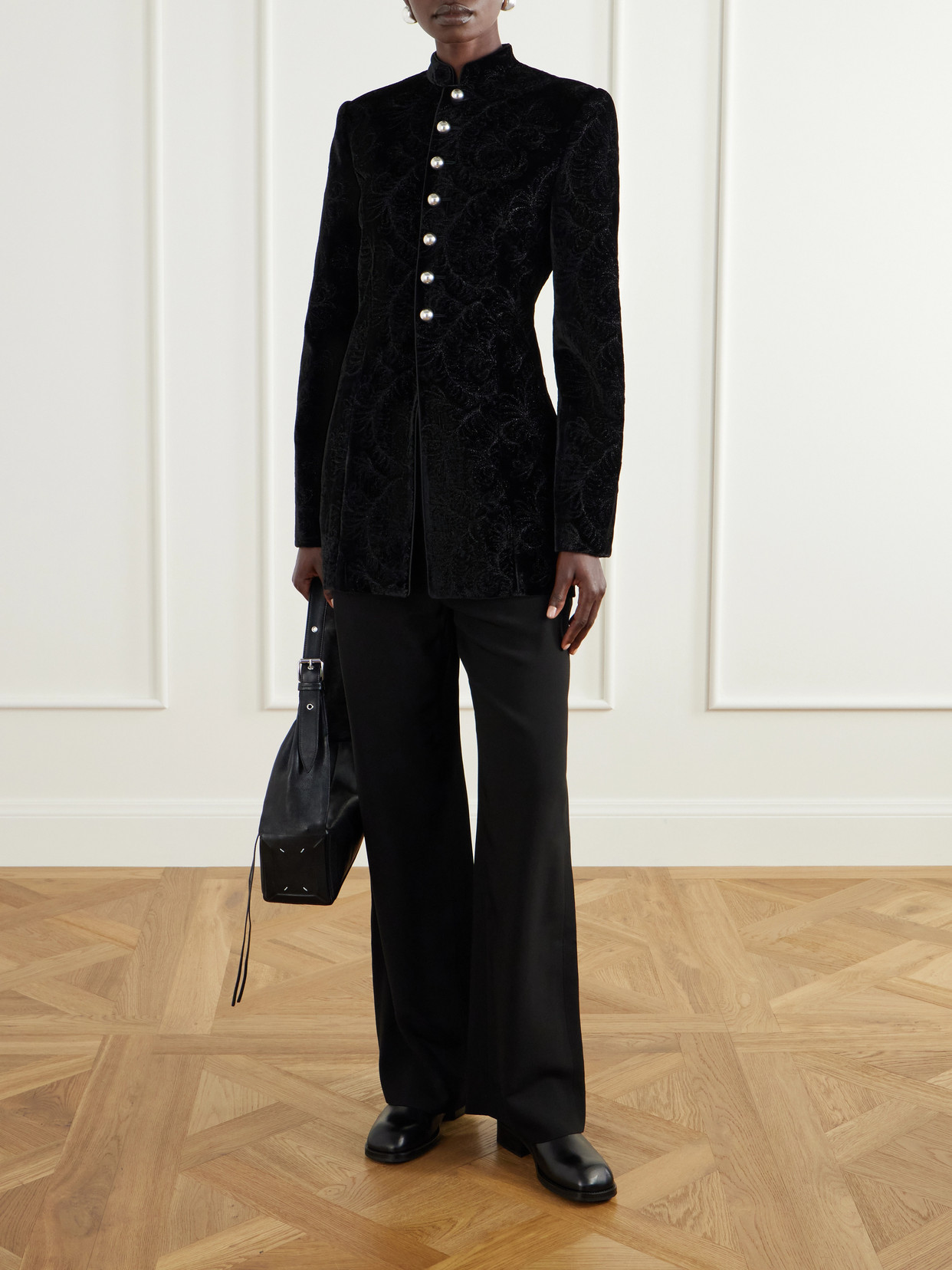 Yana Paisely-Embroidered Velvet Jacket