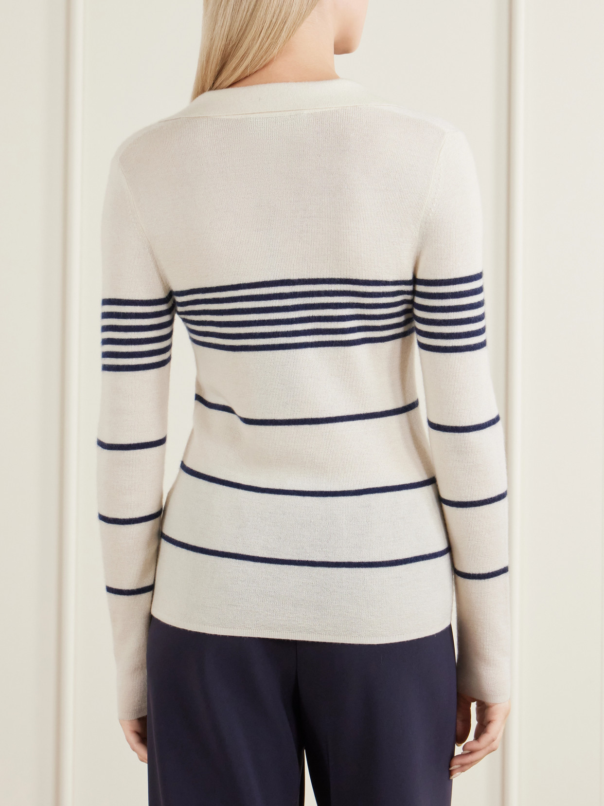 Lucille Striped Cashmere Polo Sweater
