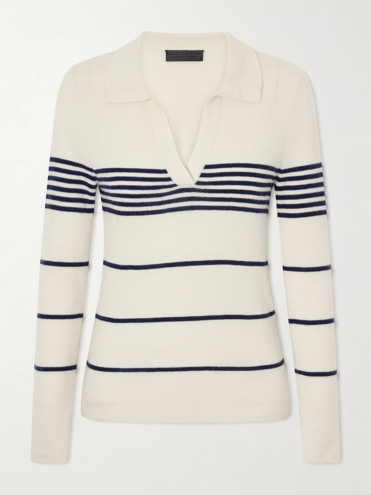 lucille striped cashmere polo sweater