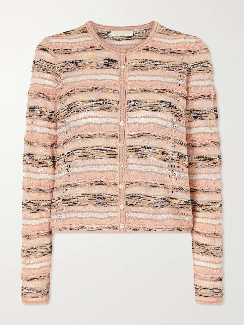 Ulla Johnson Mia Striped Pointelle-knit Cardigan
