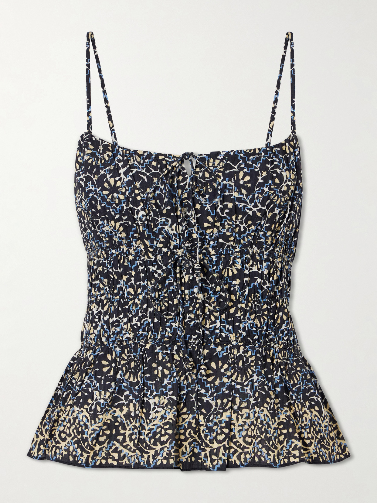 Ulla Johnson Anya Printed-cotton Tank In Blue