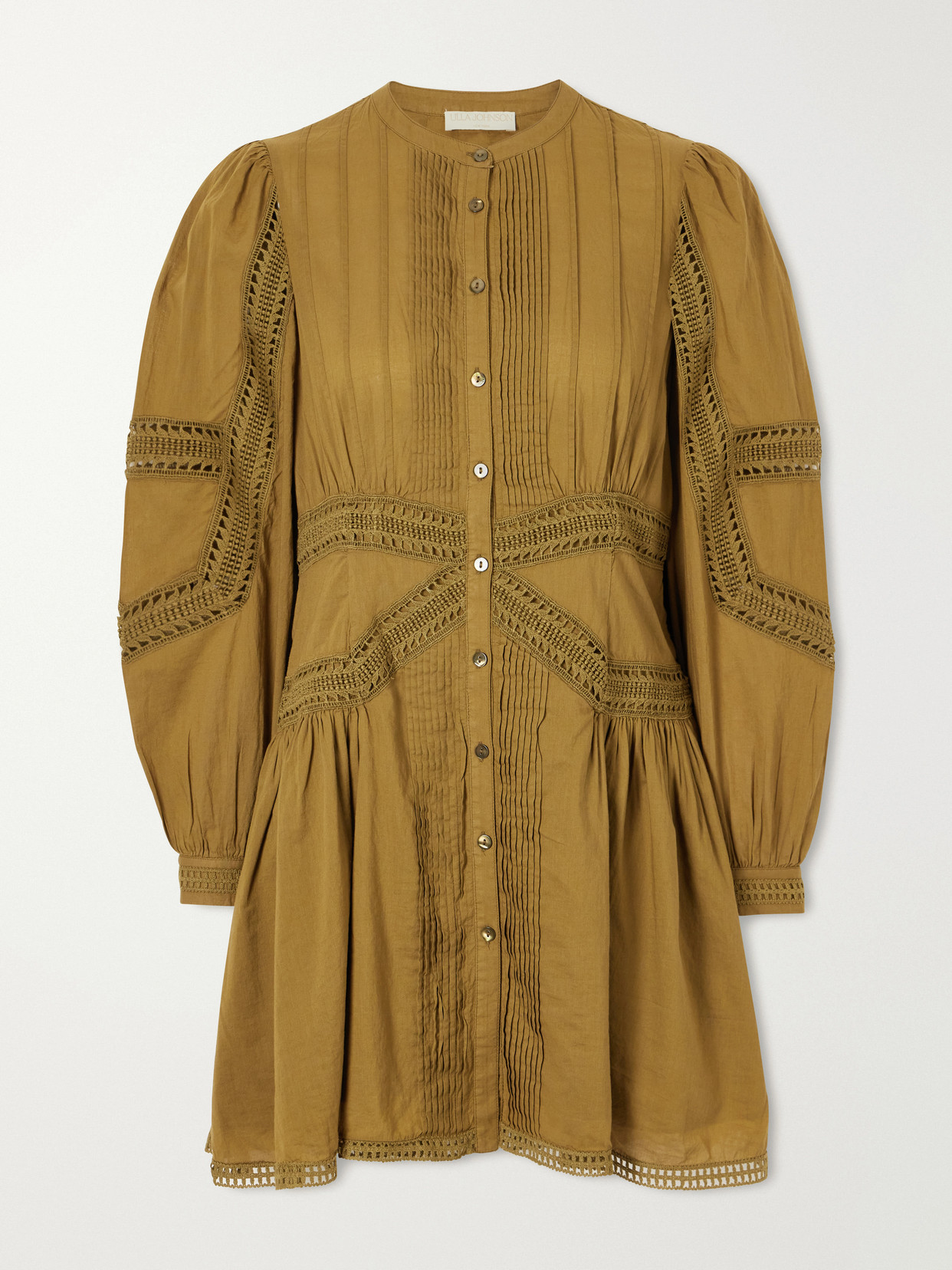 Ulla Johnson Elysia Broderie Anglaise Cotton Mini Dress In Green