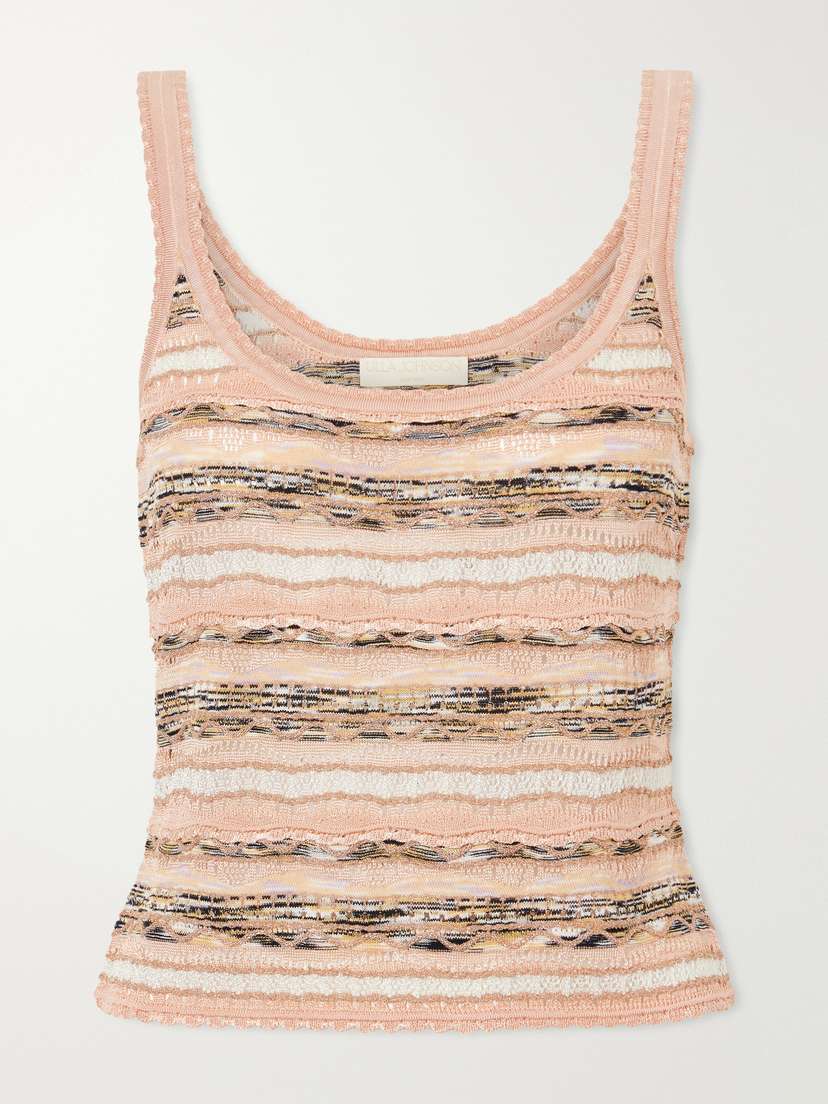 Ulla Johnson Clotilde Striped Pointelle-knit Tank