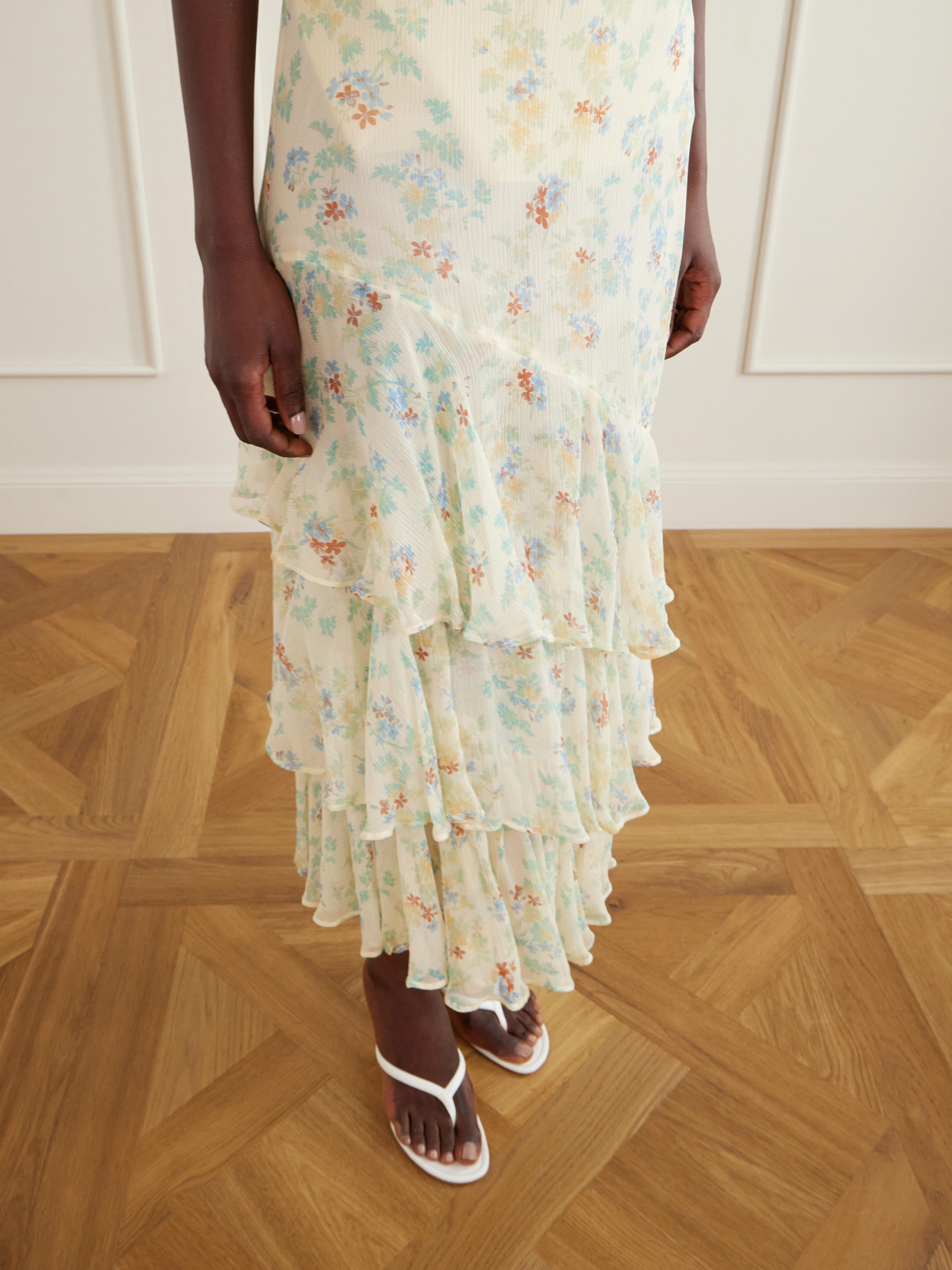 Meadow Floral-Print Crepon-Silk Midi
