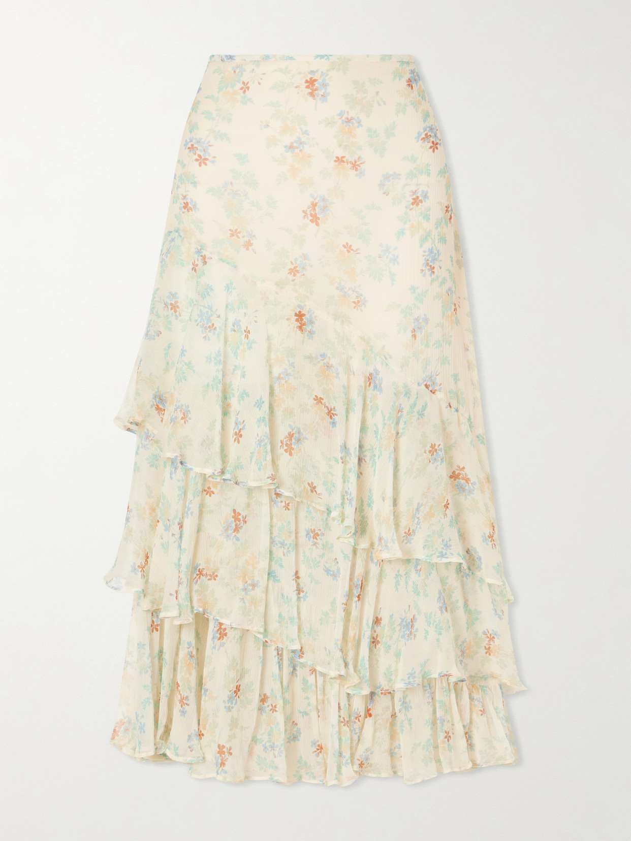 Ulla Johnson - Meadow Floral-print Crepon-silk Midi Skirt - Neutrals