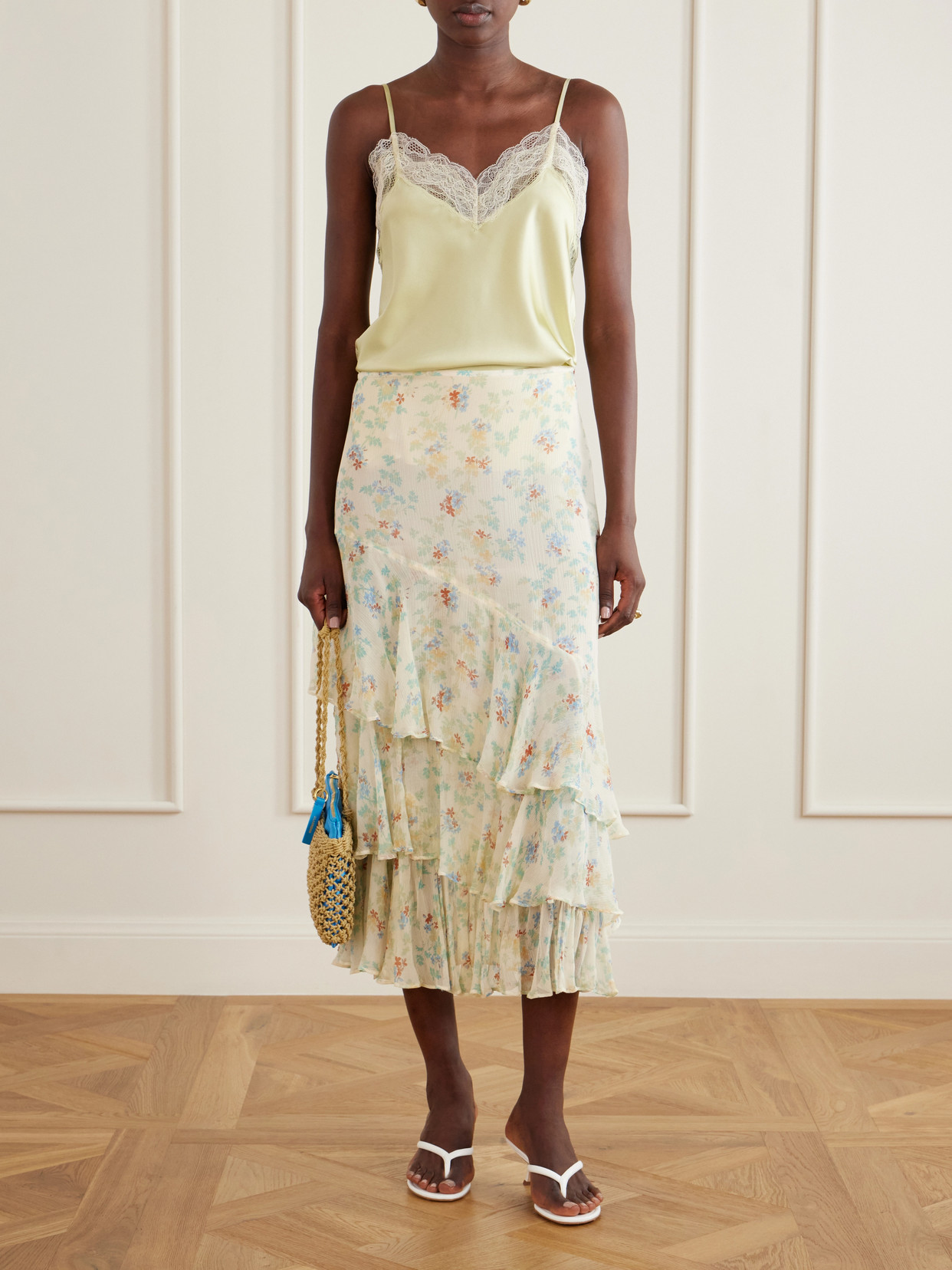 Meadow Floral-Print Crepon-Silk Midi