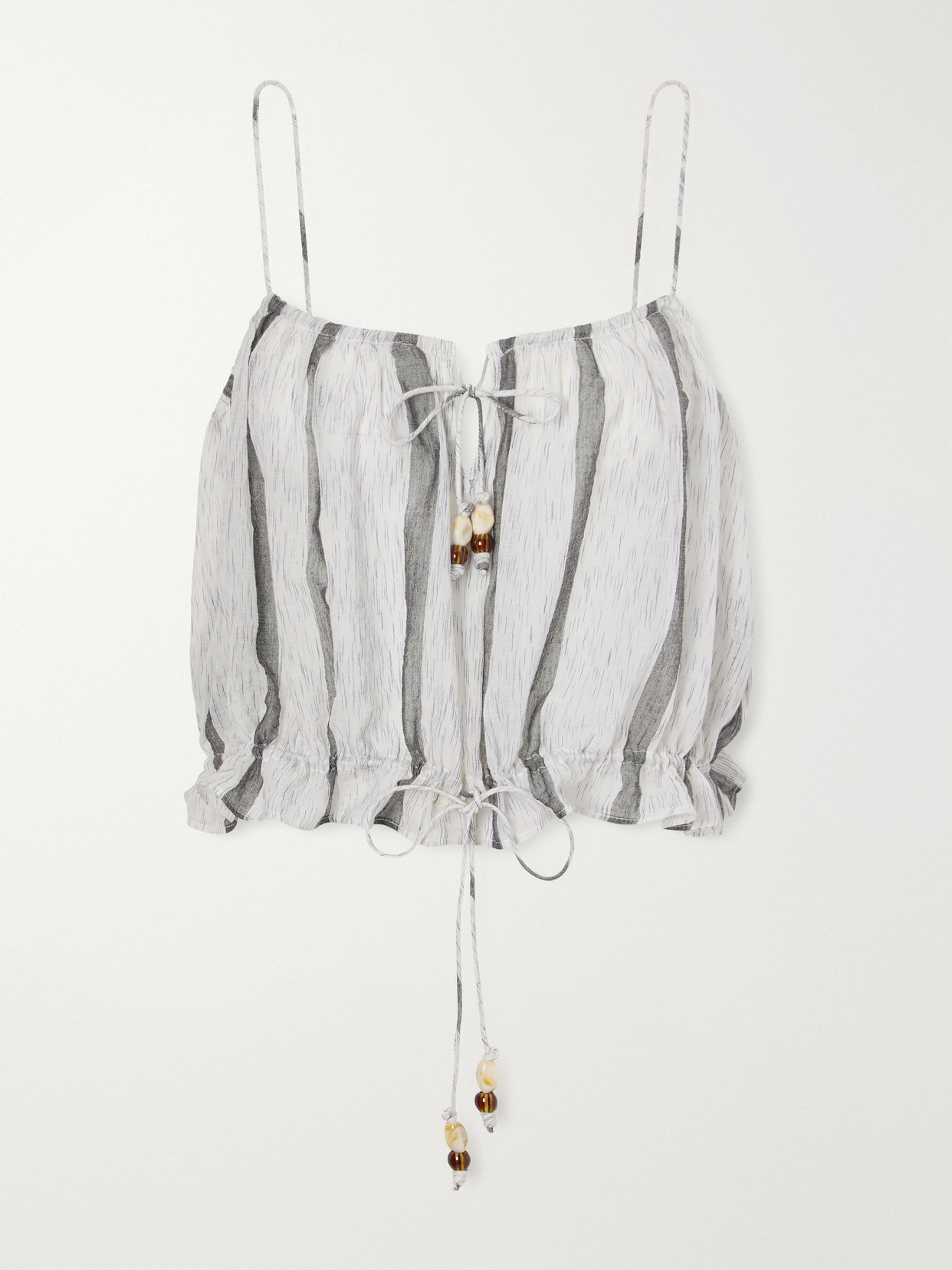 Ulla Johnson Cara Bead-embellished Striped Cotton Coverup