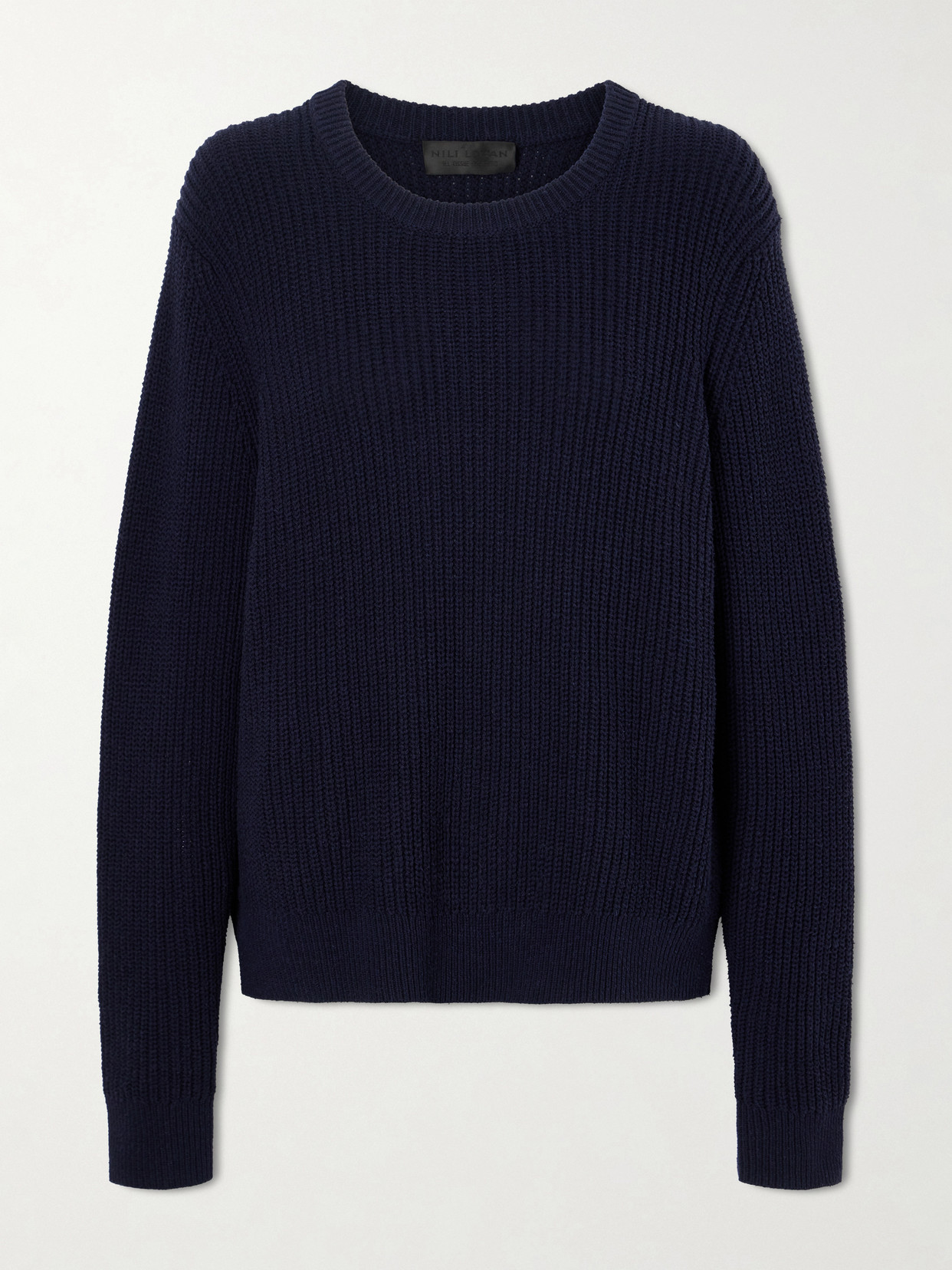 Nili Lotan Tarik Cotton And Silk-blend Sweatshirt In Blue