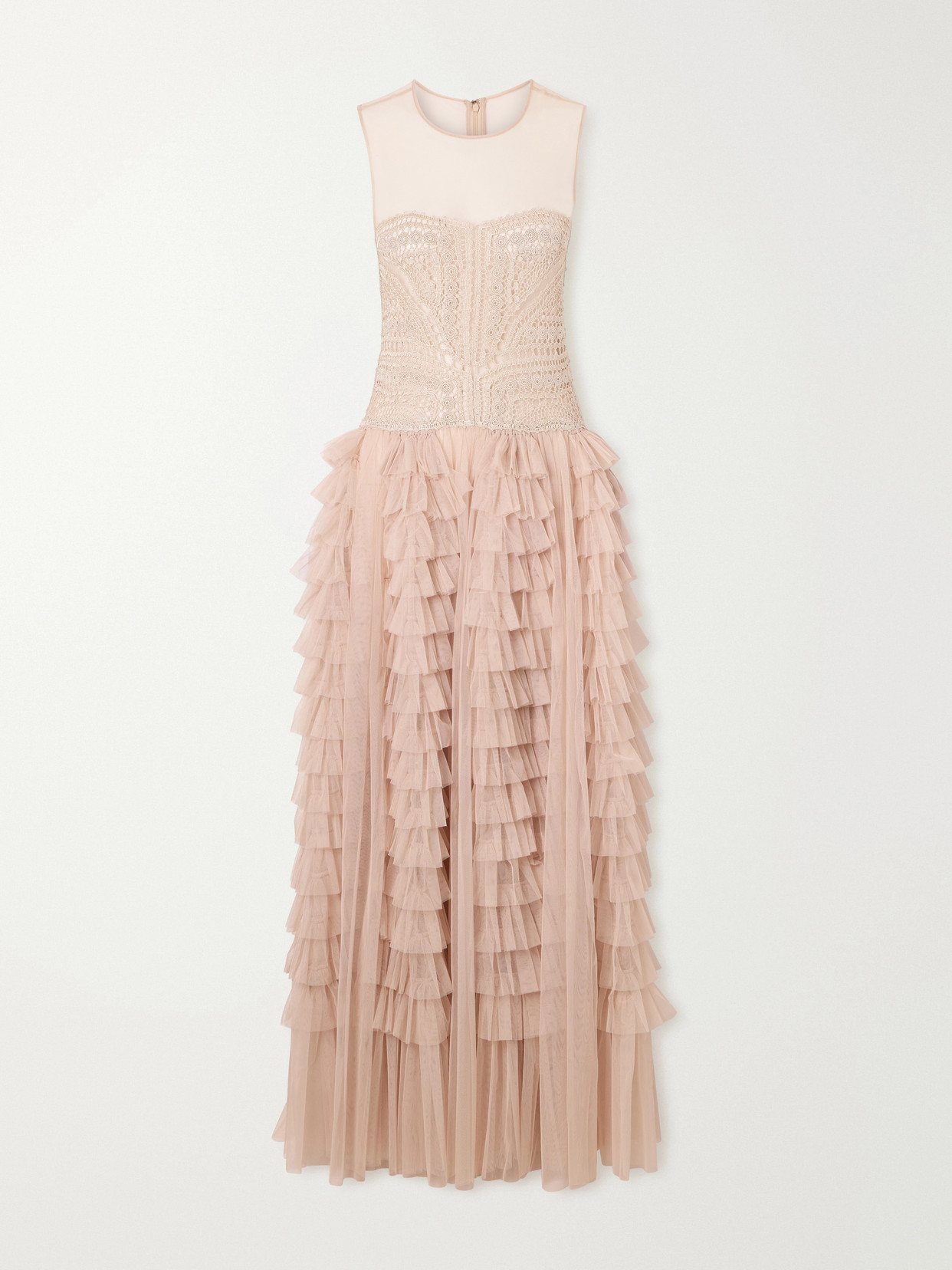 Ulla Johnson Orla Crochet And Tulle Gown In Brown