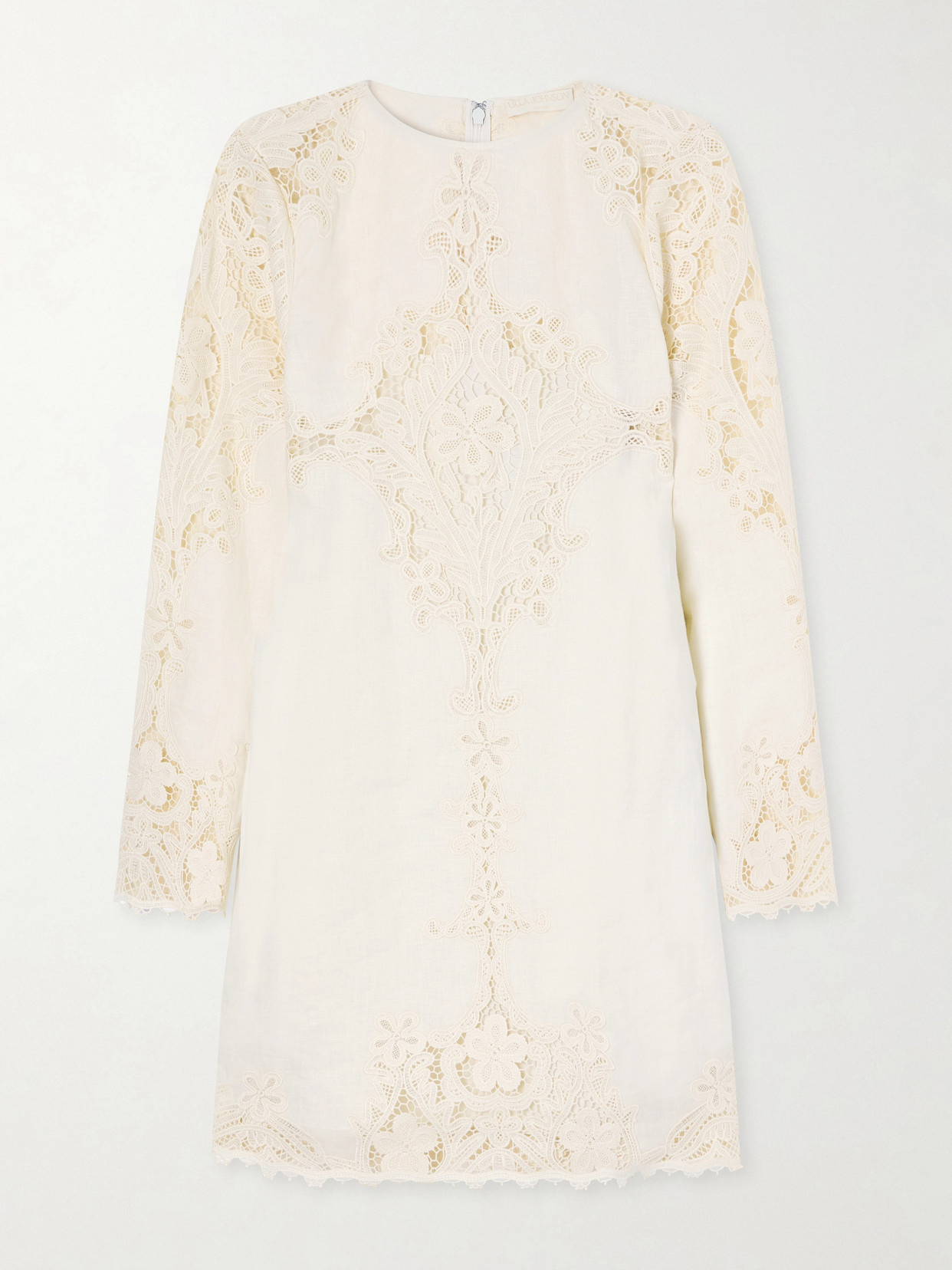 Ulla Johnson Broderie Anglaise-trimmed Linen Mini Dress In Neutrals
