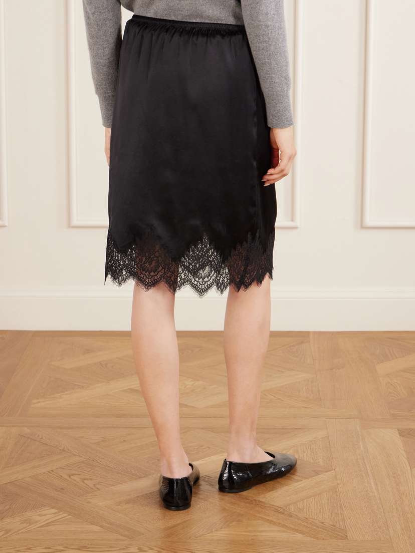 Nili Lotan Thea Lace-trim Silk-satin Midi Skirt | Thumbnail 4 Nili Lotan Thea Lace-trim Silk-satin Midi Skirt | Thumbnail 4