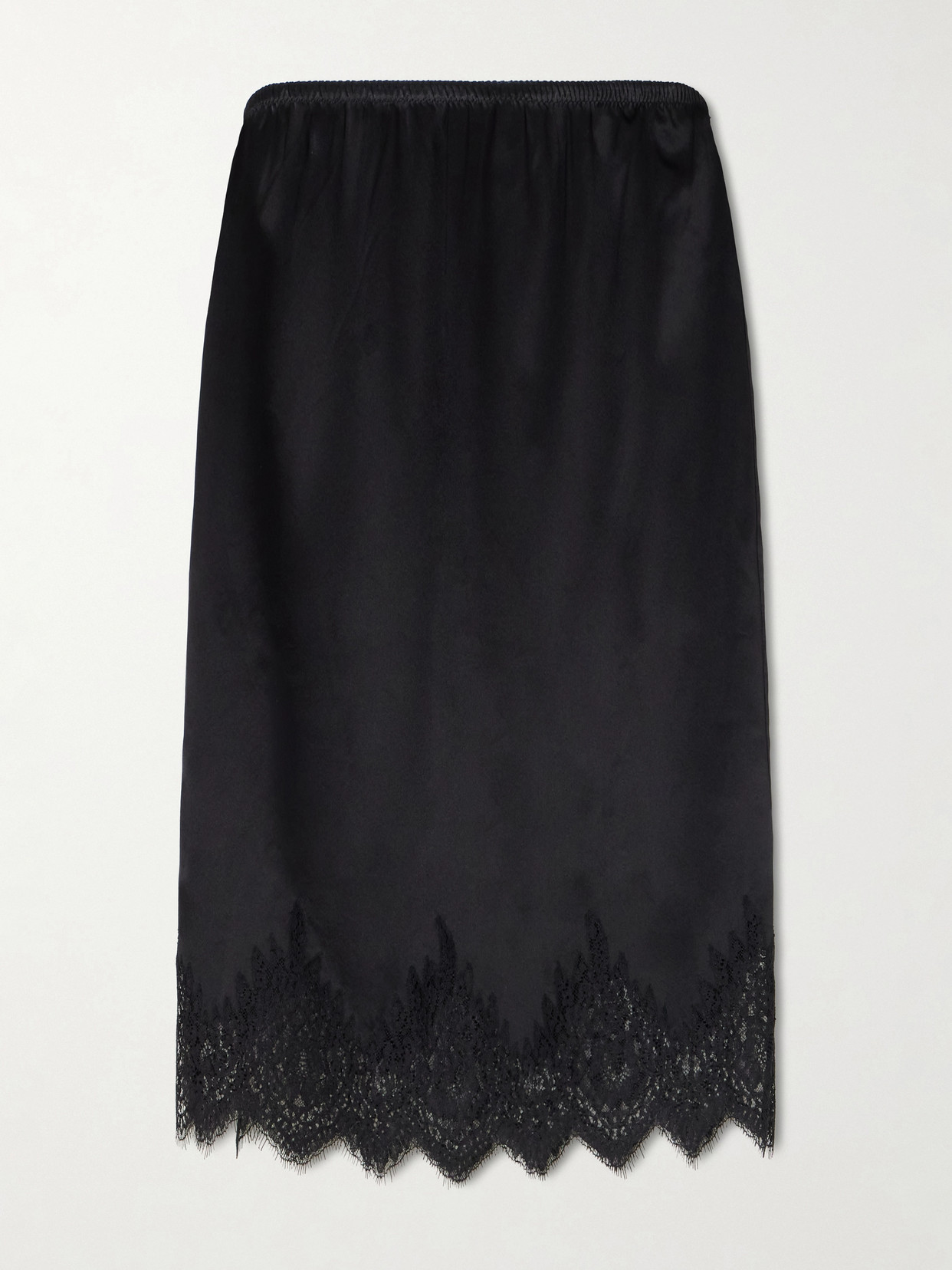 Nili Lotan - Thea Lace-trim Silk-satin Midi Skirt - Black