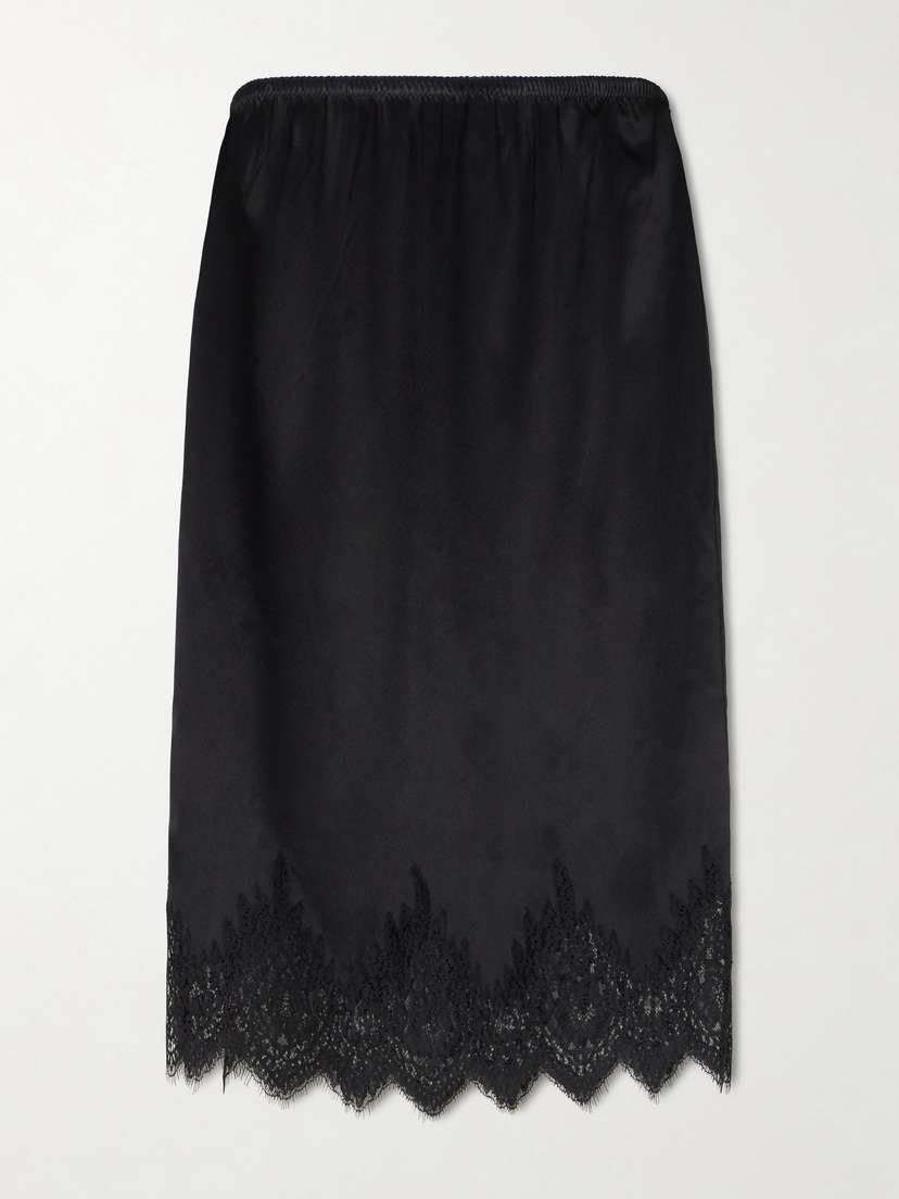 Nili Lotan Thea Lace-trim Silk-satin Midi Skirt