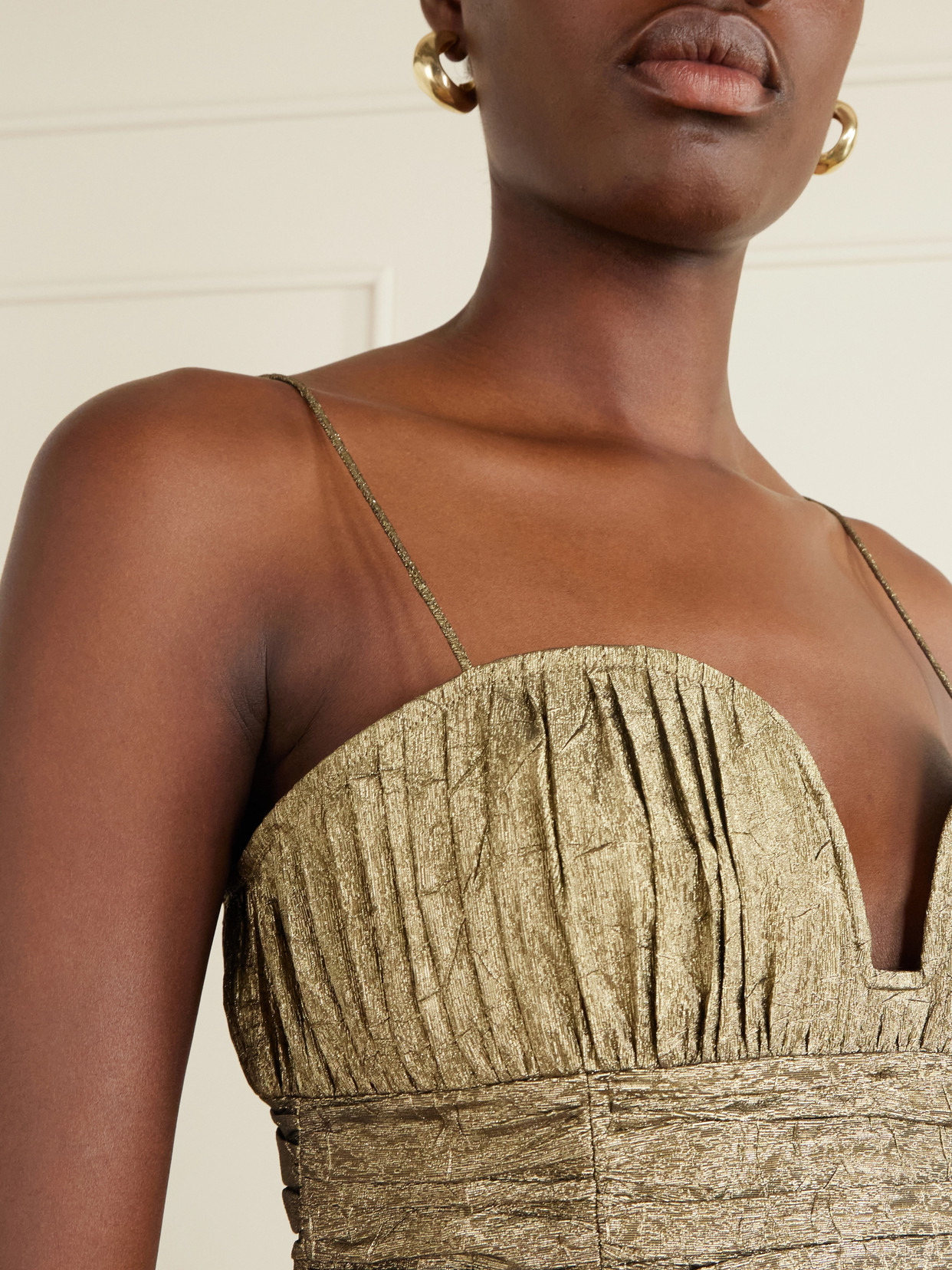 Vina Cropped Metallic Taffeta Tank