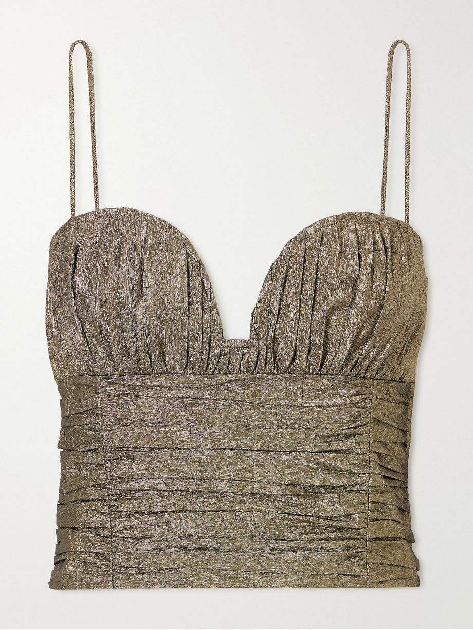 Vina Cropped Metallic Taffeta Tank