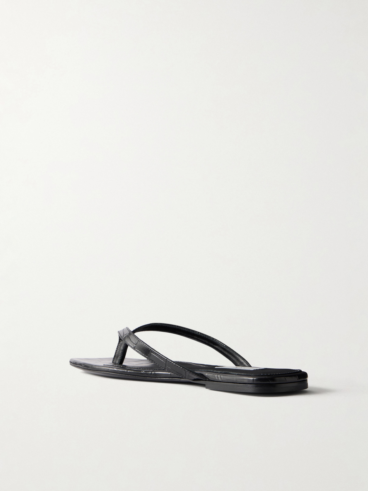 Croc-Effect Leather Flip Flops