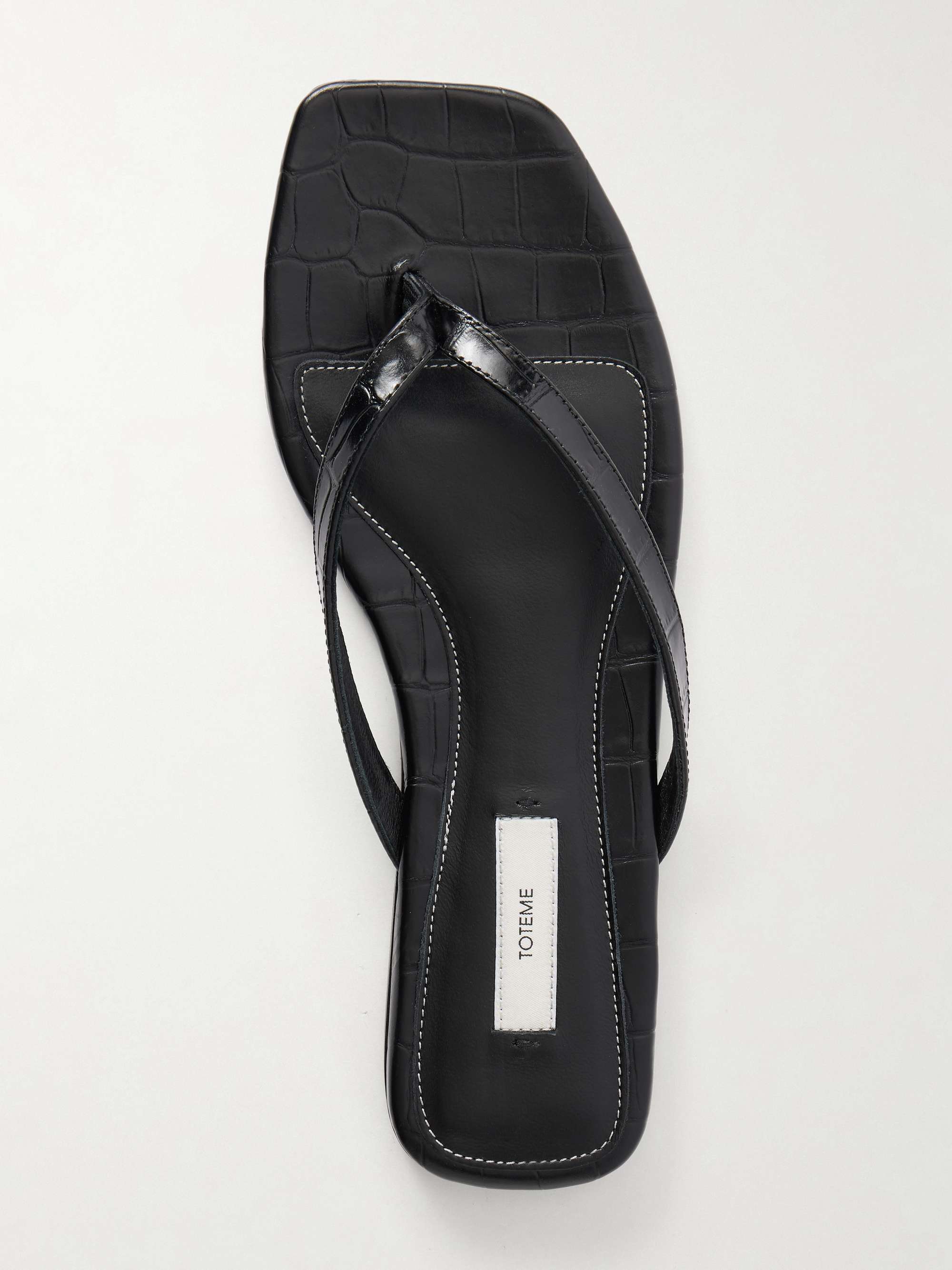 TOTEME Croc-effect leather flip flops | NET-A-PORTER