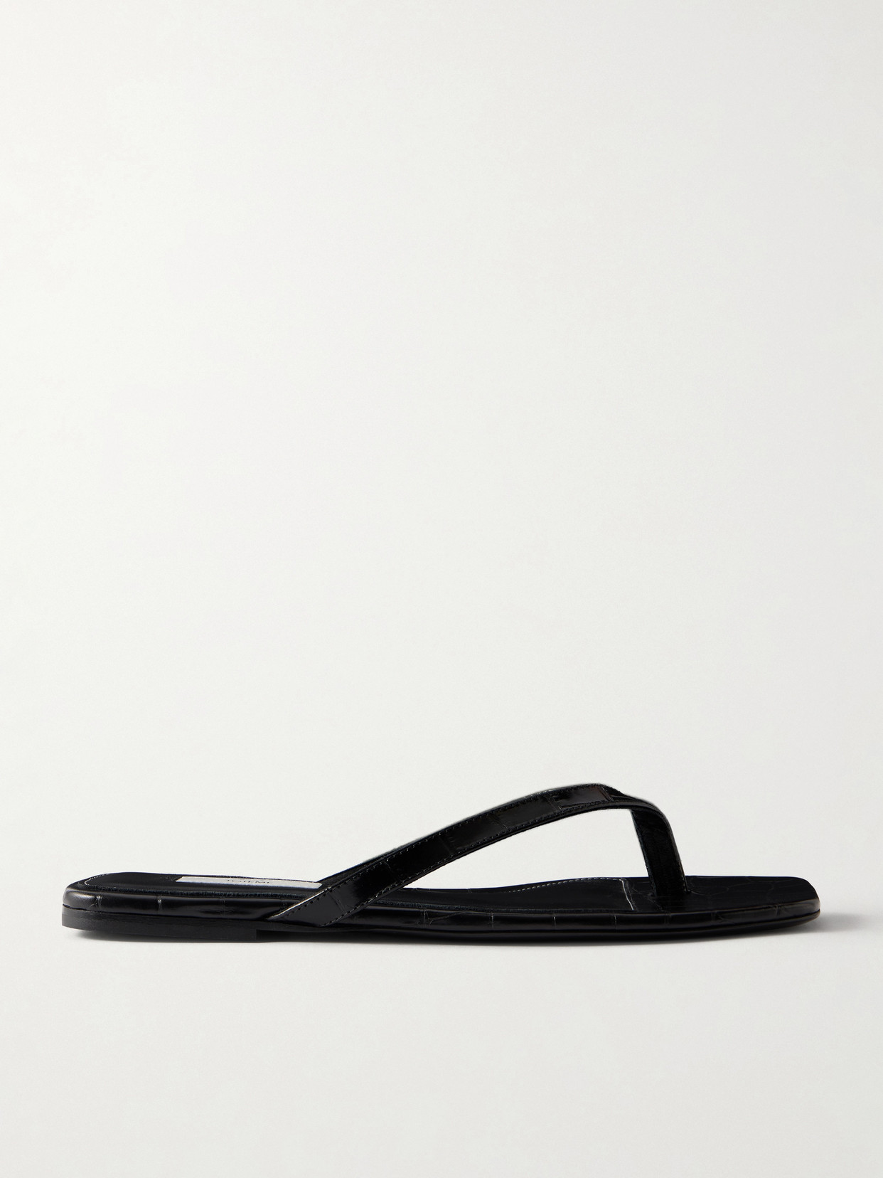 Totême Croc-effect Leather Flip Flops In Black