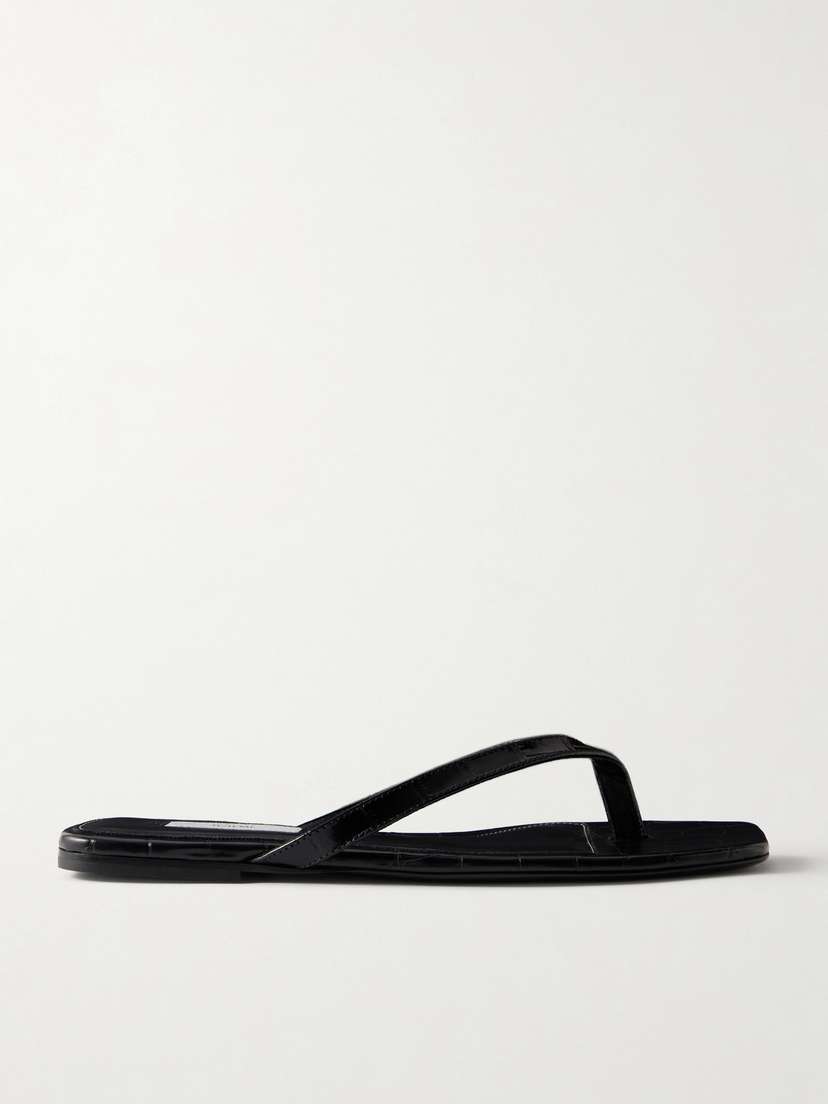 TOTEME Croc-effect Leather Flip Flops