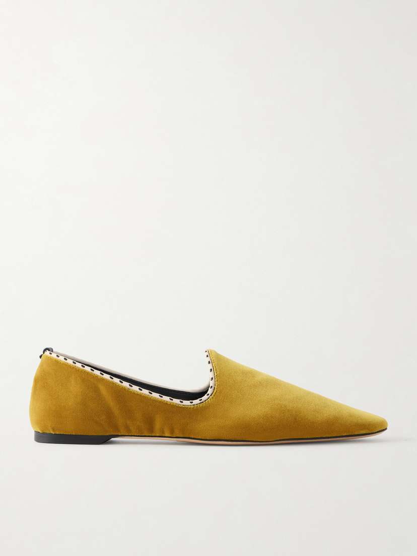 TOTEME Leather-trimmed Velvet Slippers