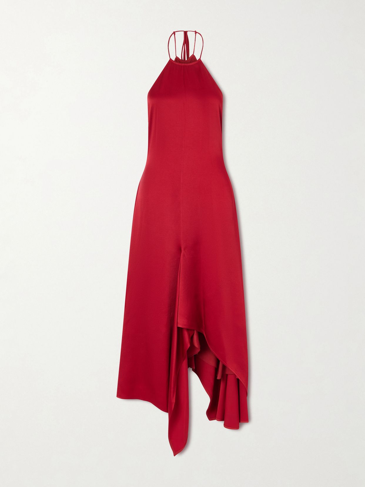 satin halterneck midi dress