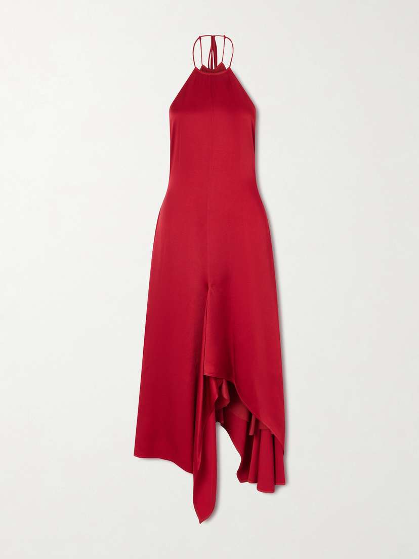 Victoria Beckham Satin Halterneck Midi Dress