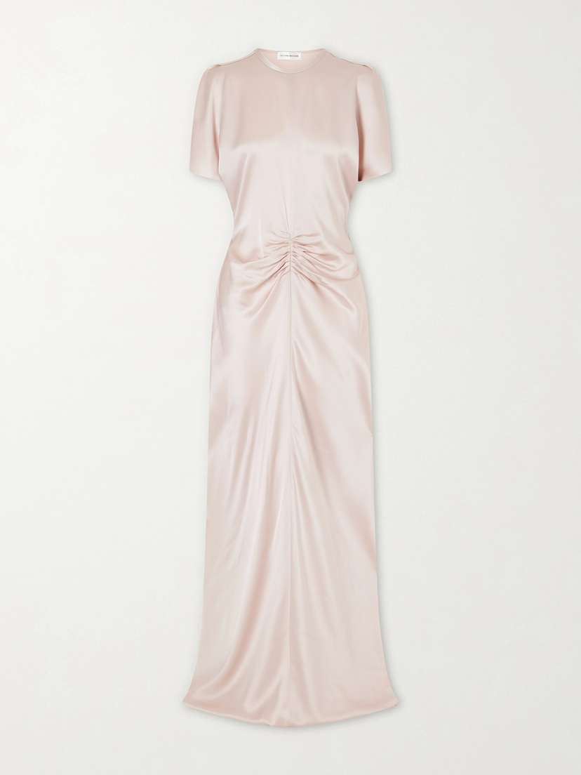 Victoria Beckham Isabella Ruched Satin Maxi Dress