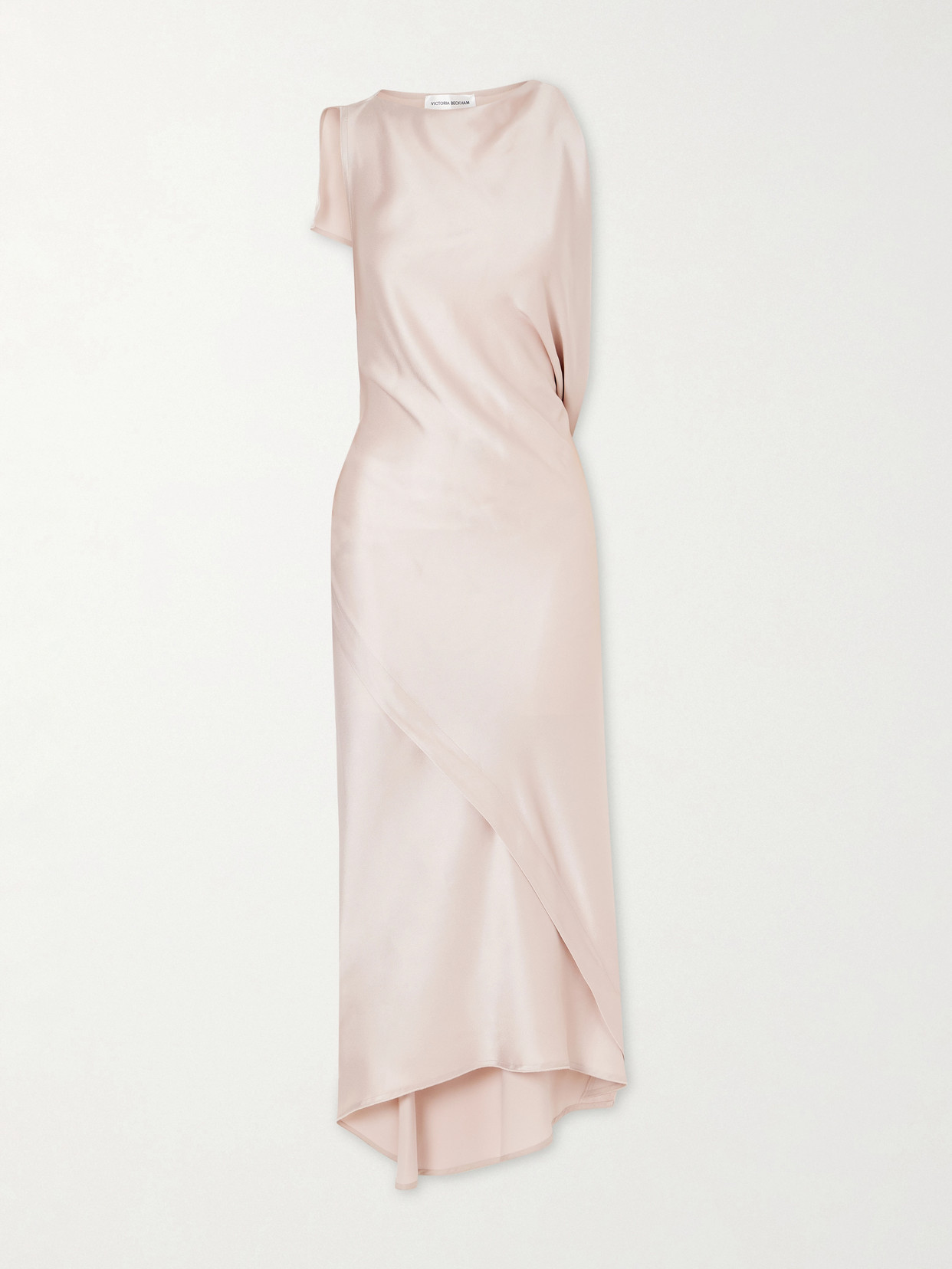 Victoria Beckham Draped Satin Midi Dress In Pink