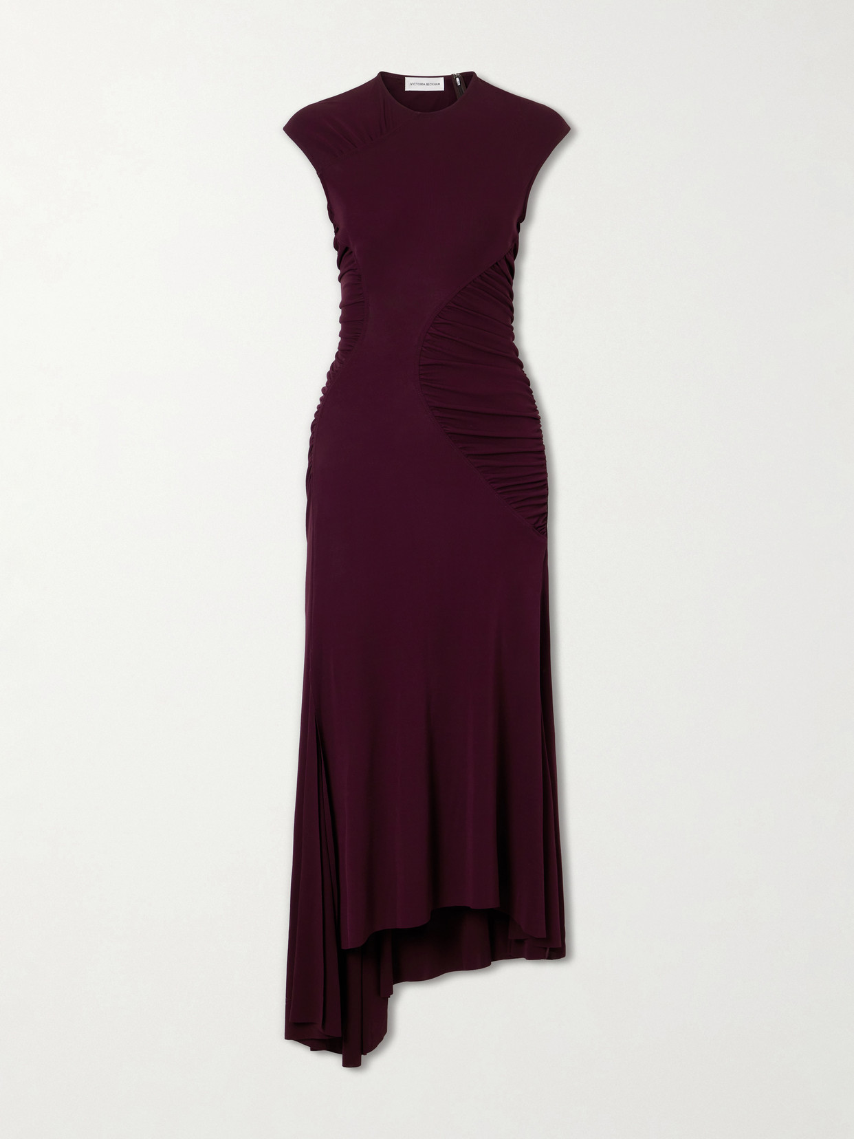 Victoria Beckham Gathered Jersey Midi Dress In Black