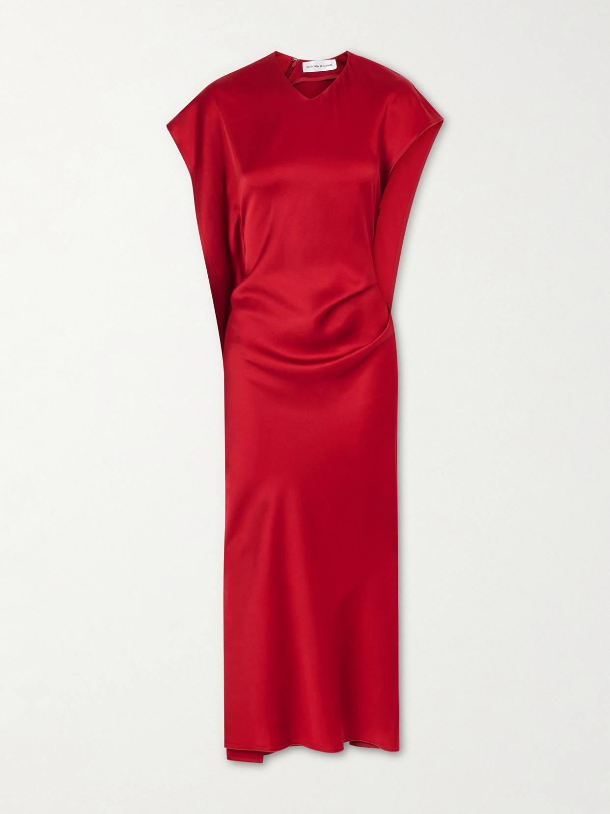 Victoria Beckham Satin Midi Dress In Red