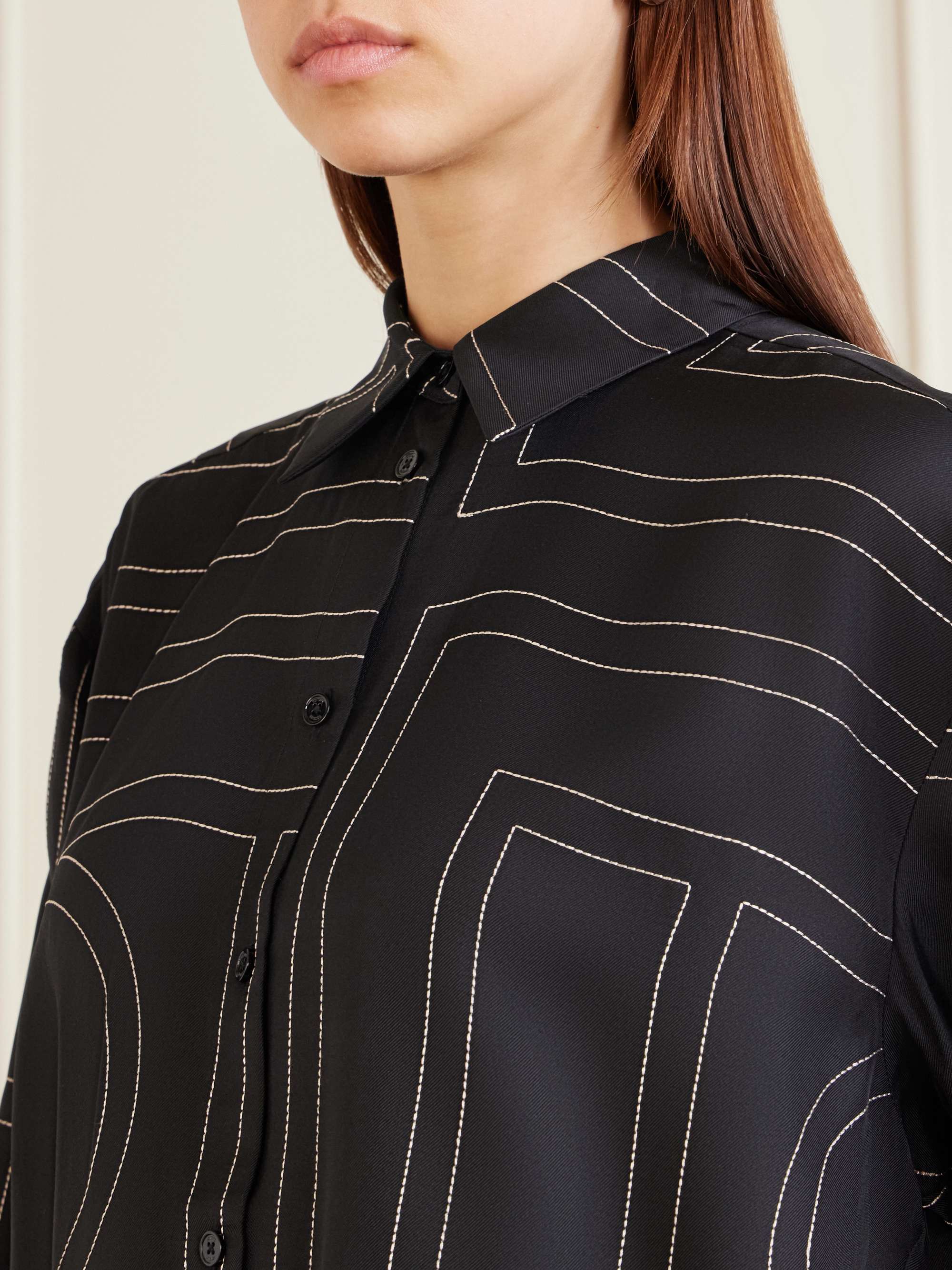 ♥WOOLL【 SILK&COTTON シャツ 48】 TOTEME Embroidered silk-twill shirt | NET-A-PORTER