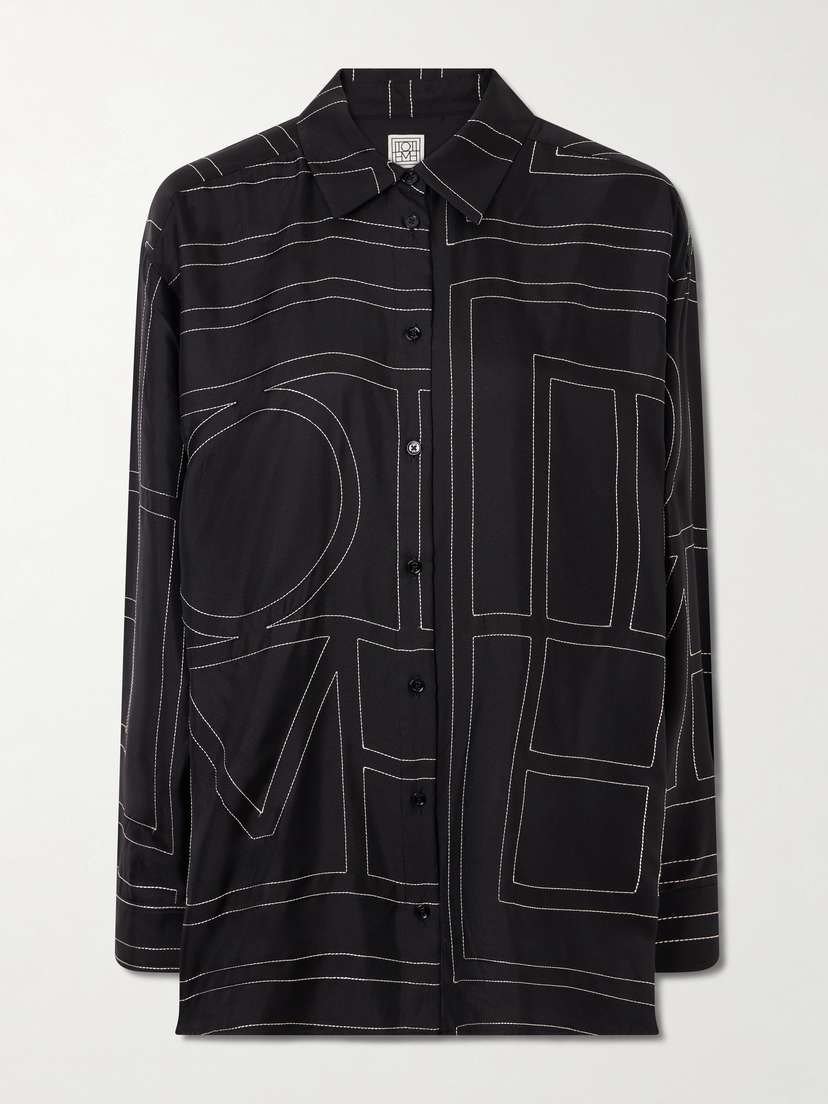 TOTEME Embroidered Silk-twill Shirt | Thumbnail 6