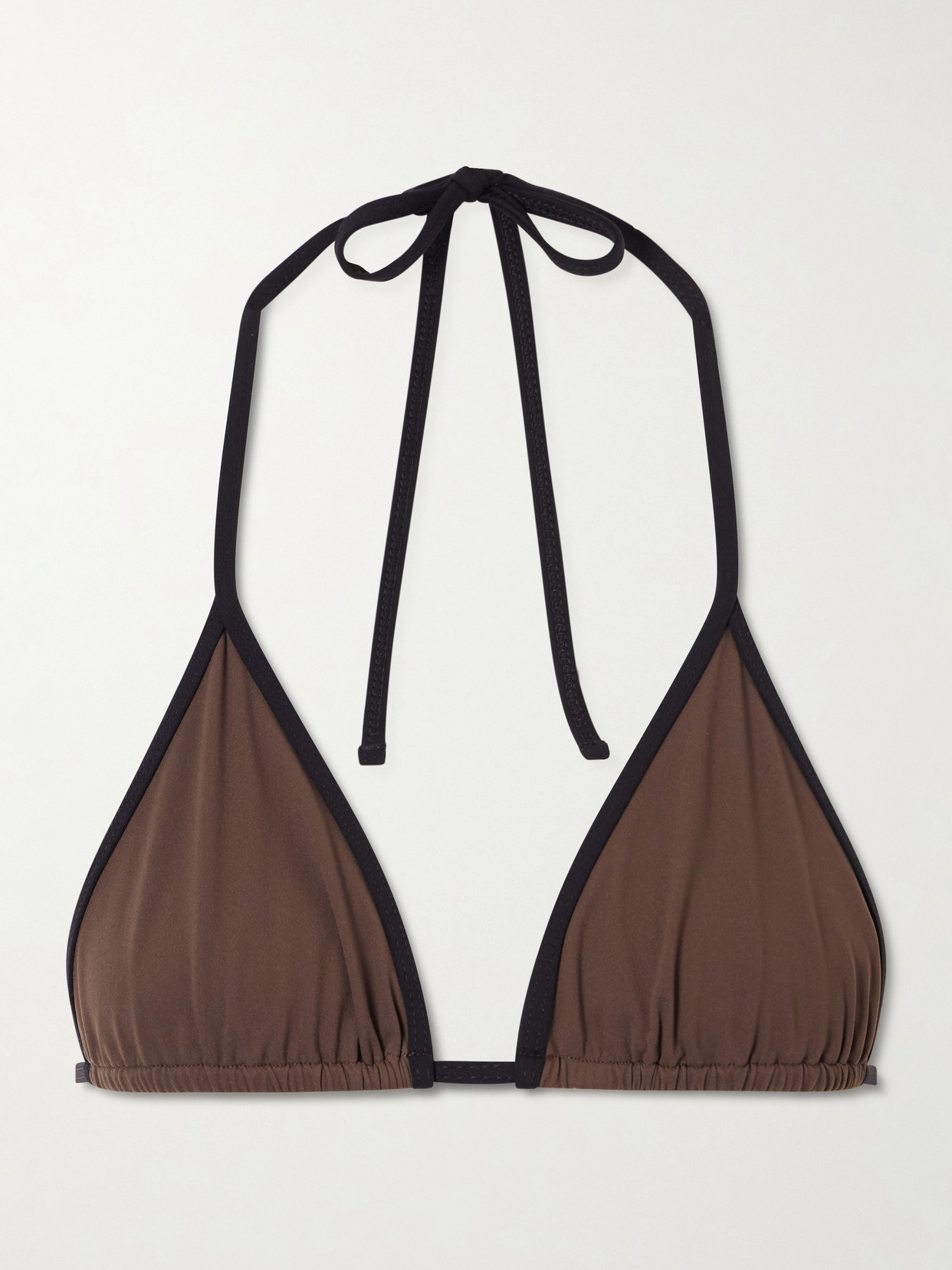 Totême Stripe Two-tone Bikini Top In Brown