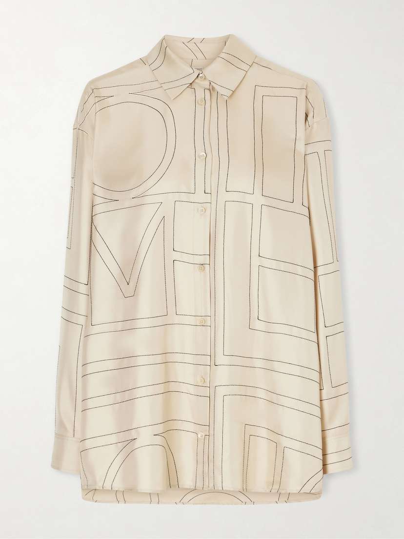 TOTEME Embroidered Silk-satin Shirt