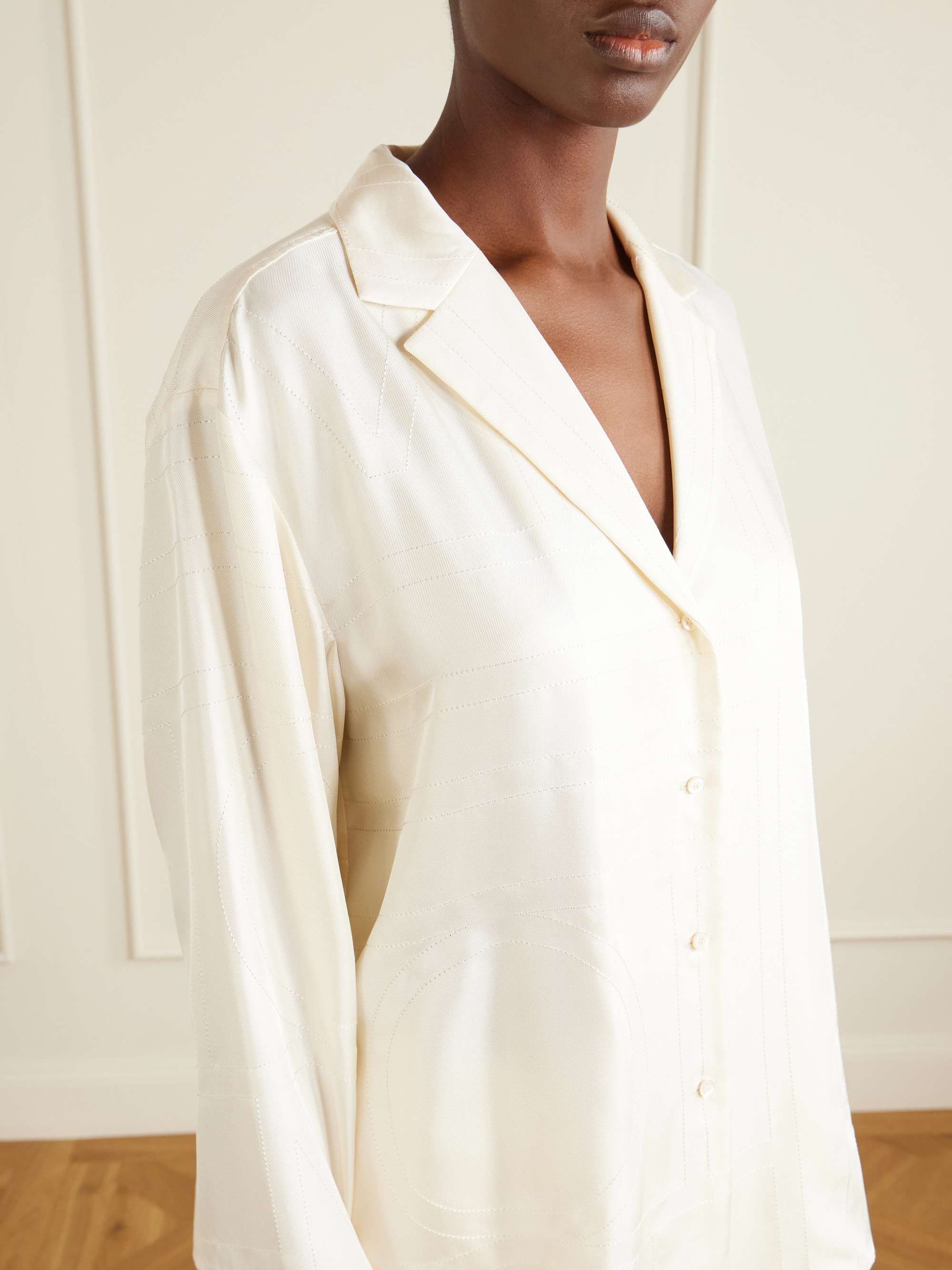 TOTEME Embroidered silk-satin shirt | NET-A-PORTER