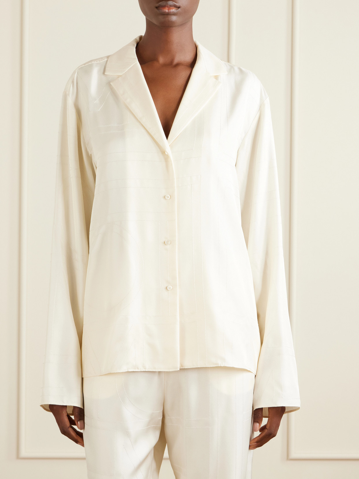 Embroidered Silk-Satin Shirt
