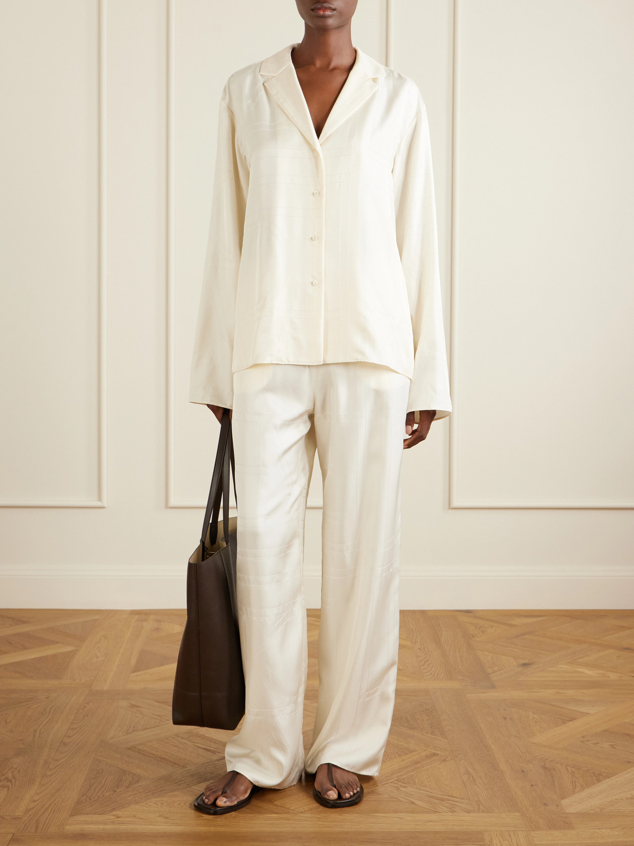 Embroidered Silk-Satin Shirt